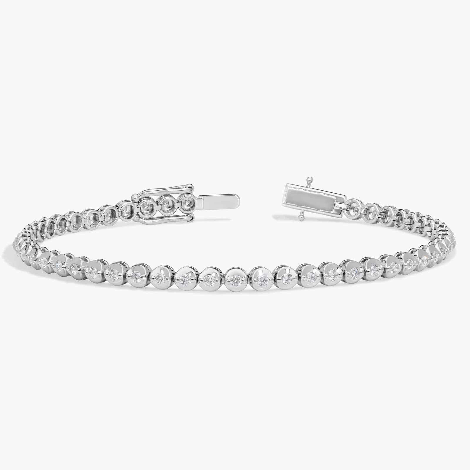 Diamond Bracelet with 1 CTW Round Cut Diamonds in 14K White Gold 2