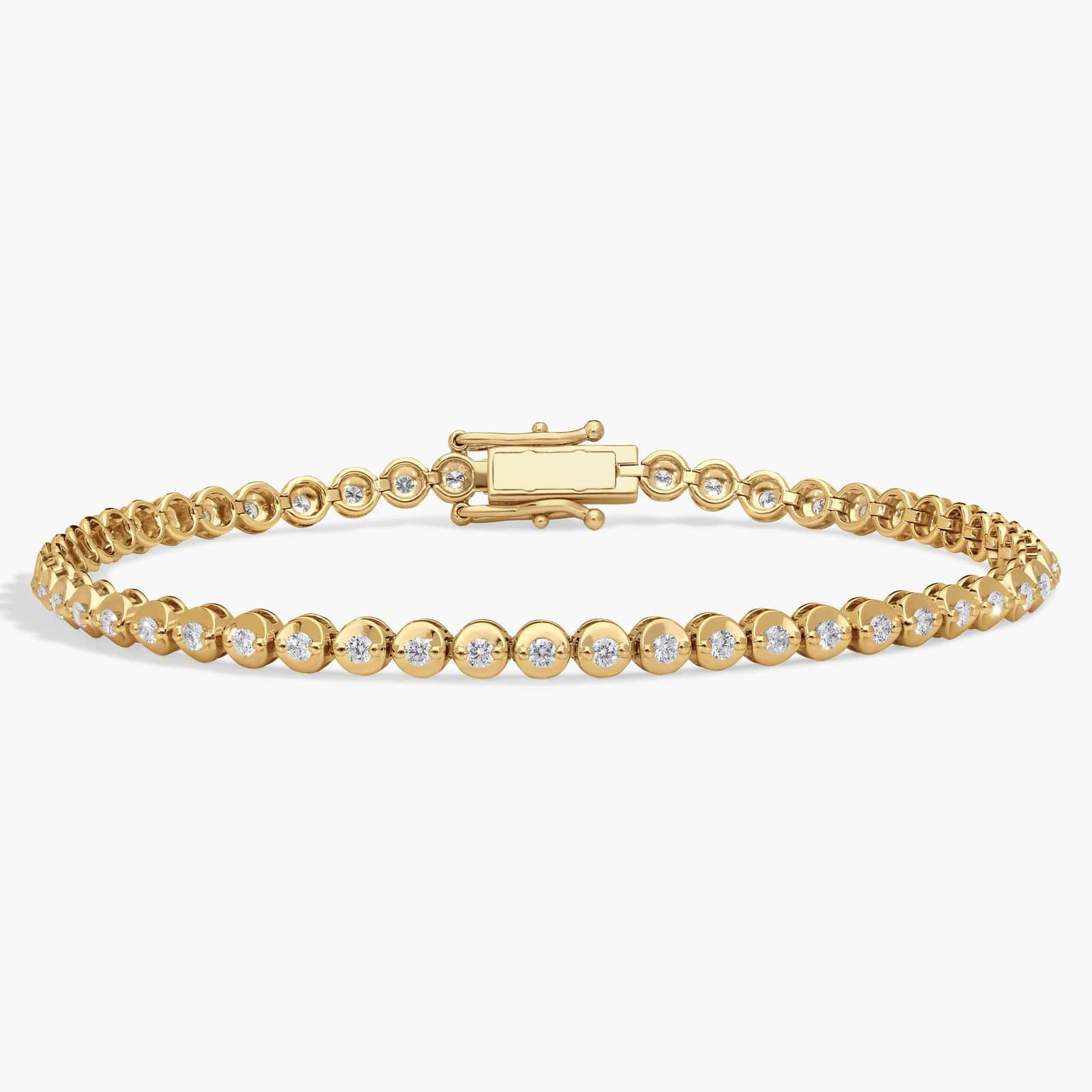 Diamond Bracelet with 1 CTW Round Cut Diamonds in 14K Yellow Gold