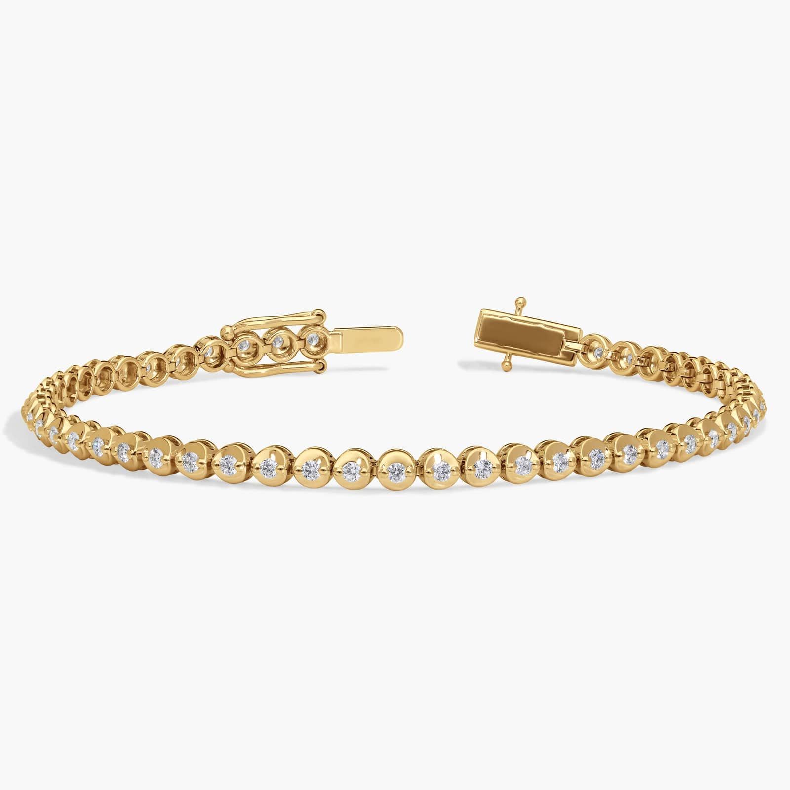 Diamond Bracelet with 1 CTW Round Cut Diamonds in 14K Yellow Gold 2