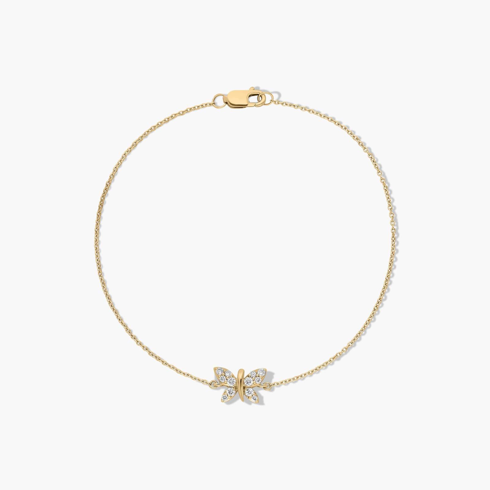 14K Yellow Gold Dainty Diamonds Pavé Butterfly Bracelet By James Allen