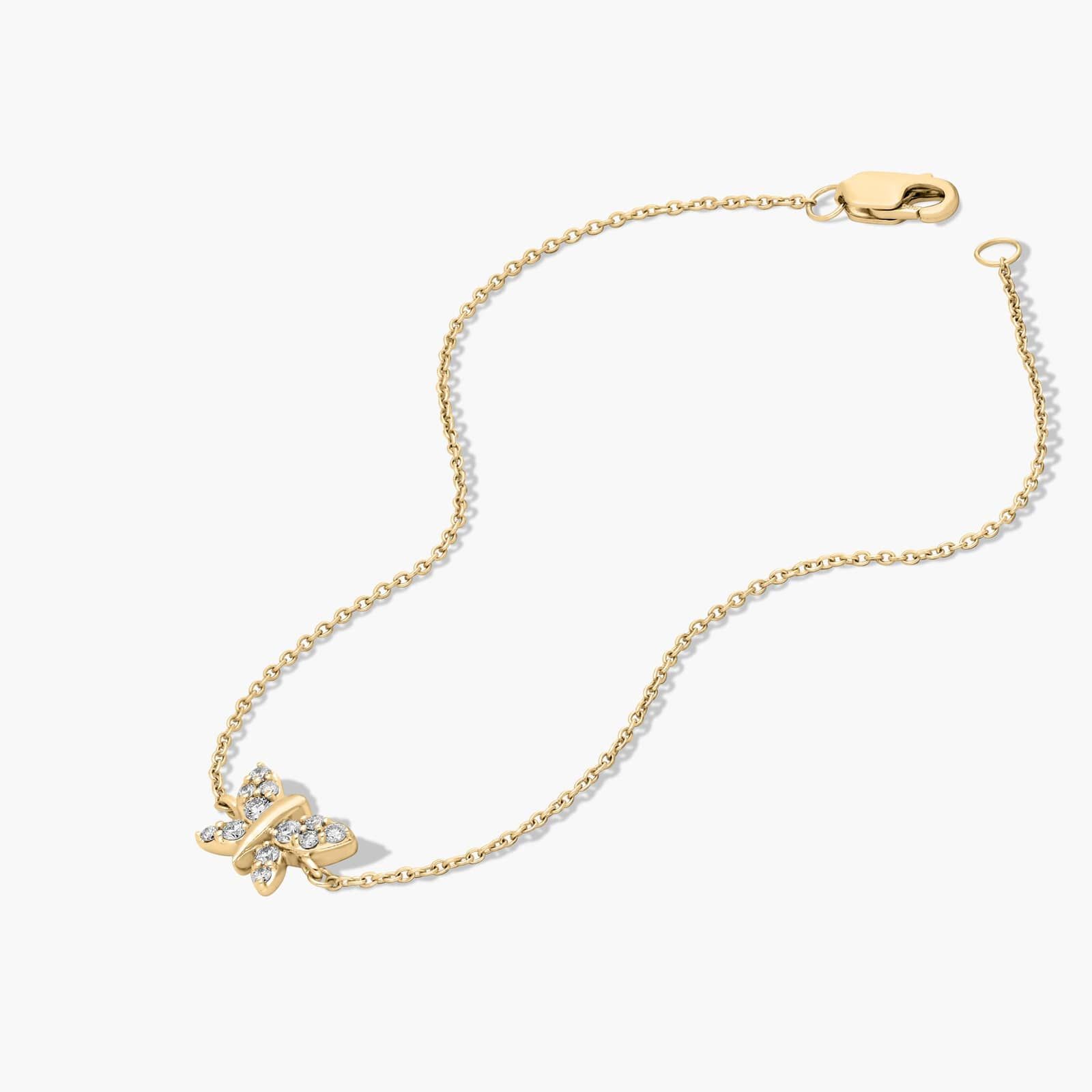 14K Yellow Gold Dainty Diamonds Pavé Butterfly Bracelet By James Allen 2