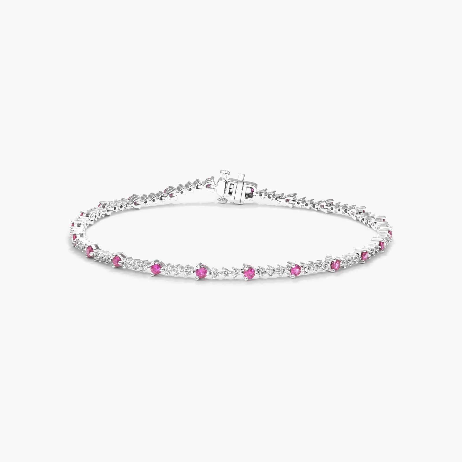 Perpetual Diamond And Ruby Tennis Bracelet In 14K White Gold By James Allen