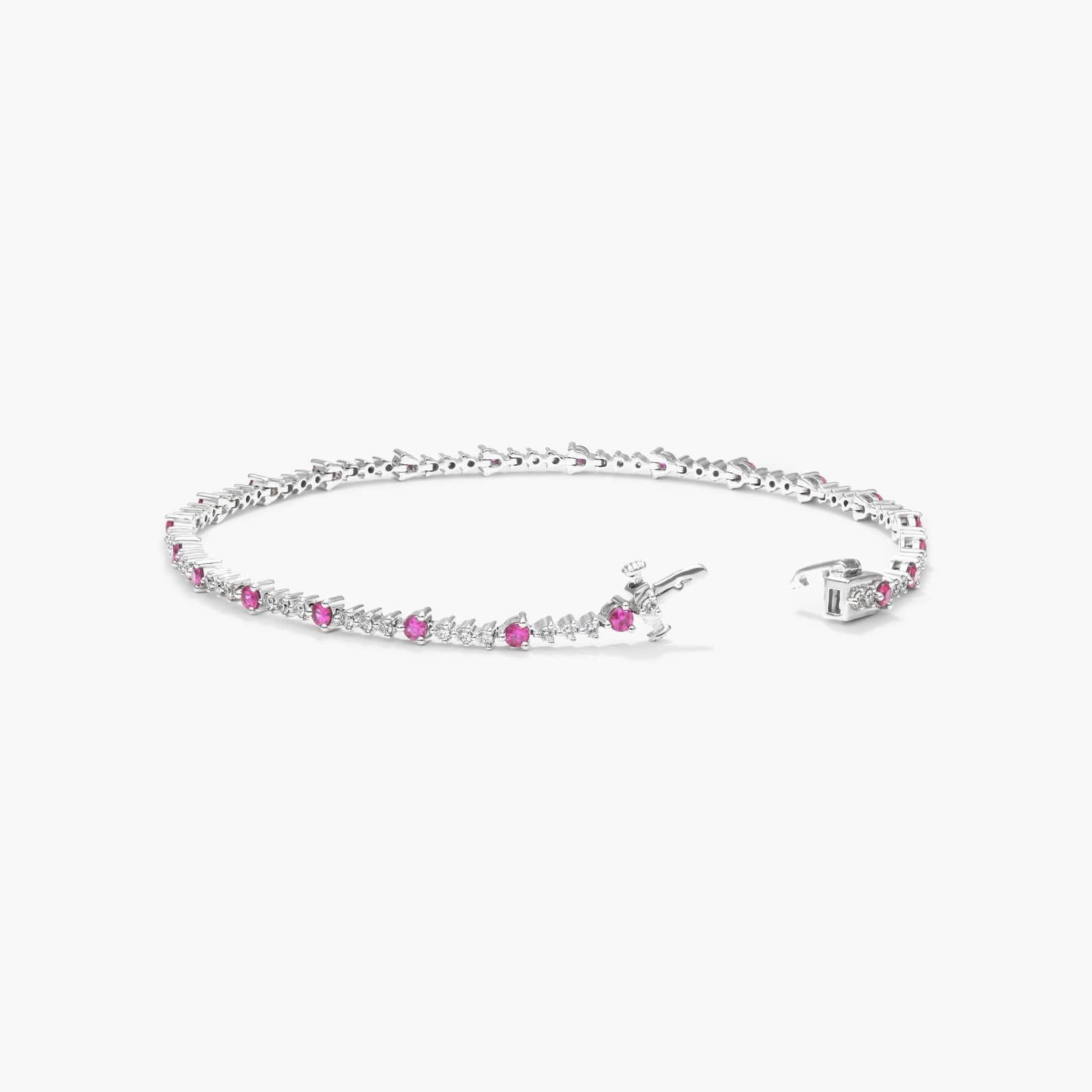 Perpetual Diamond And Ruby Tennis Bracelet In 14K White Gold By James Allen 2