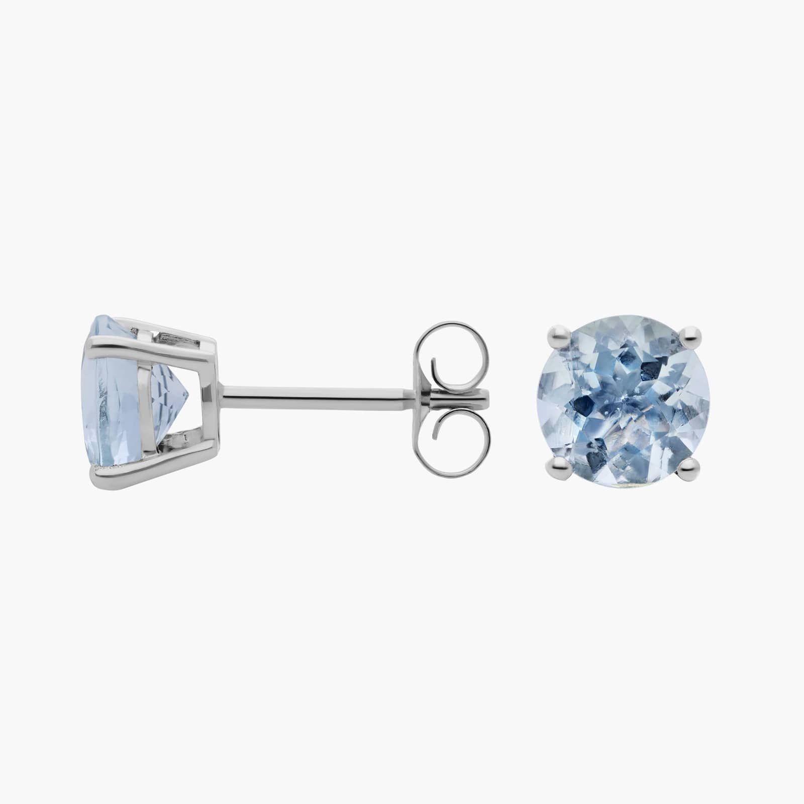 Aquamarine Stud Earrings in 14k White Gold (7mm) 2