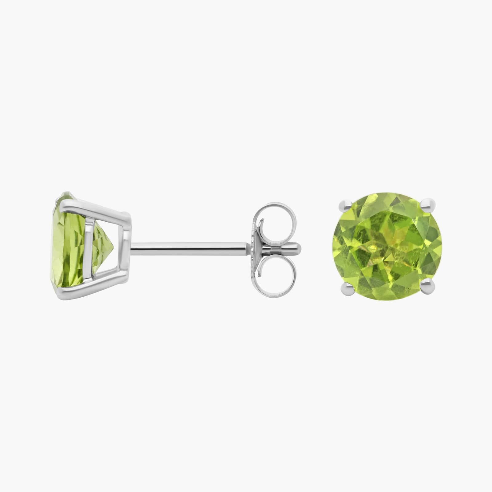 Peridot Stud Earrings in 14k White Gold (7mm) 2