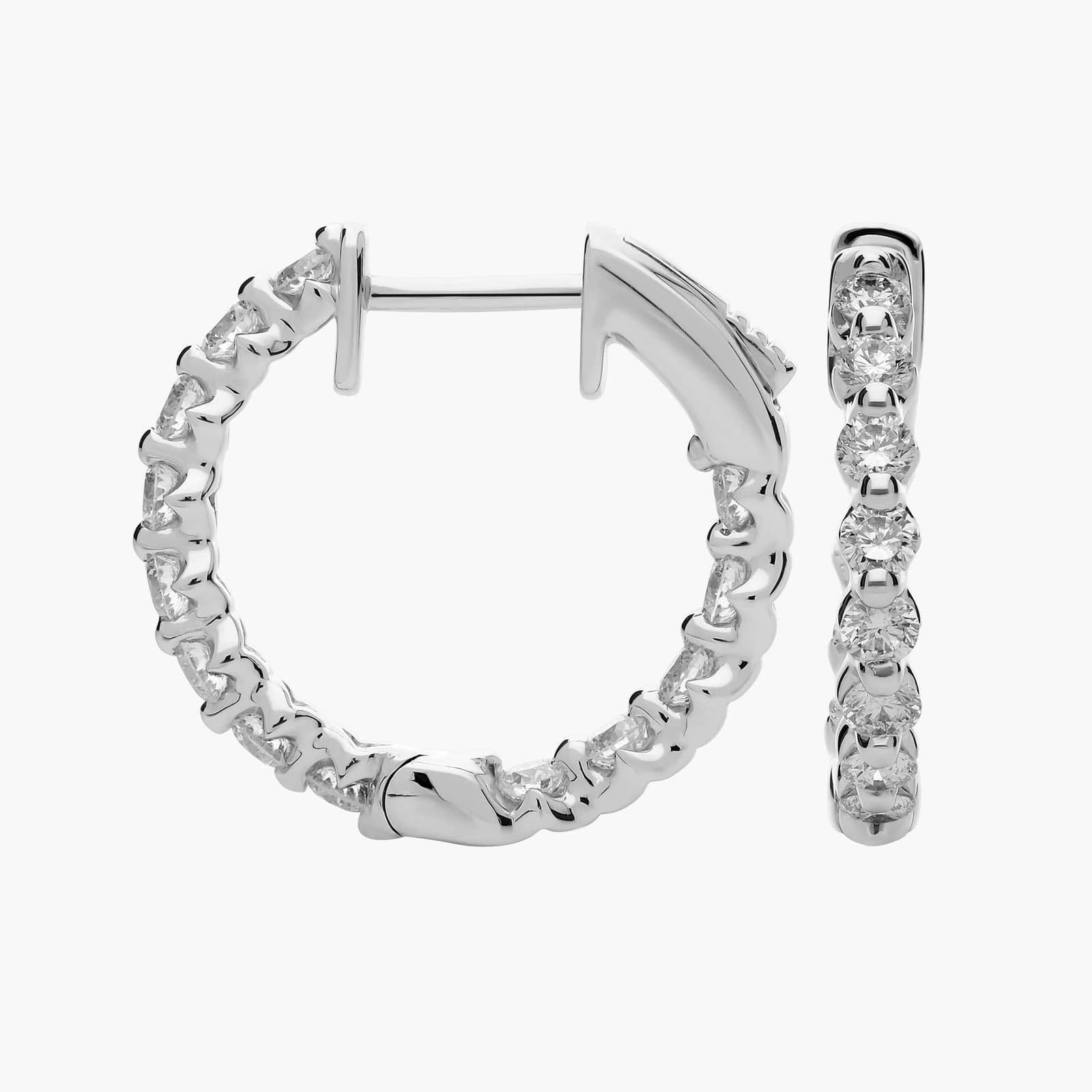 Floating Diamond Eternity Hoop Earrings in 14k White Gold (1 ct. tw.) 2