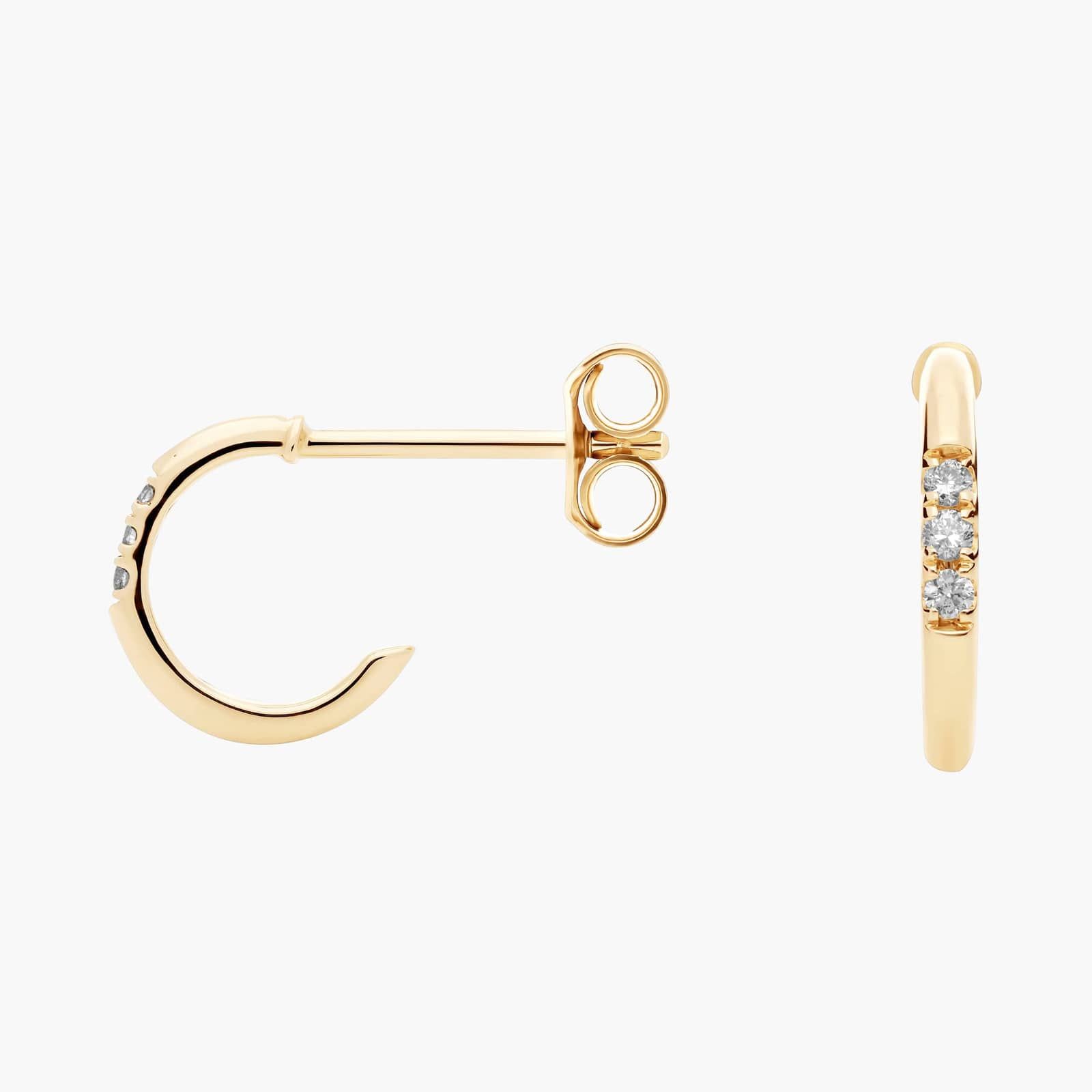 Petite Diamond Huggie Mini-Hoop Earrings in 14k Yellow Gold 2