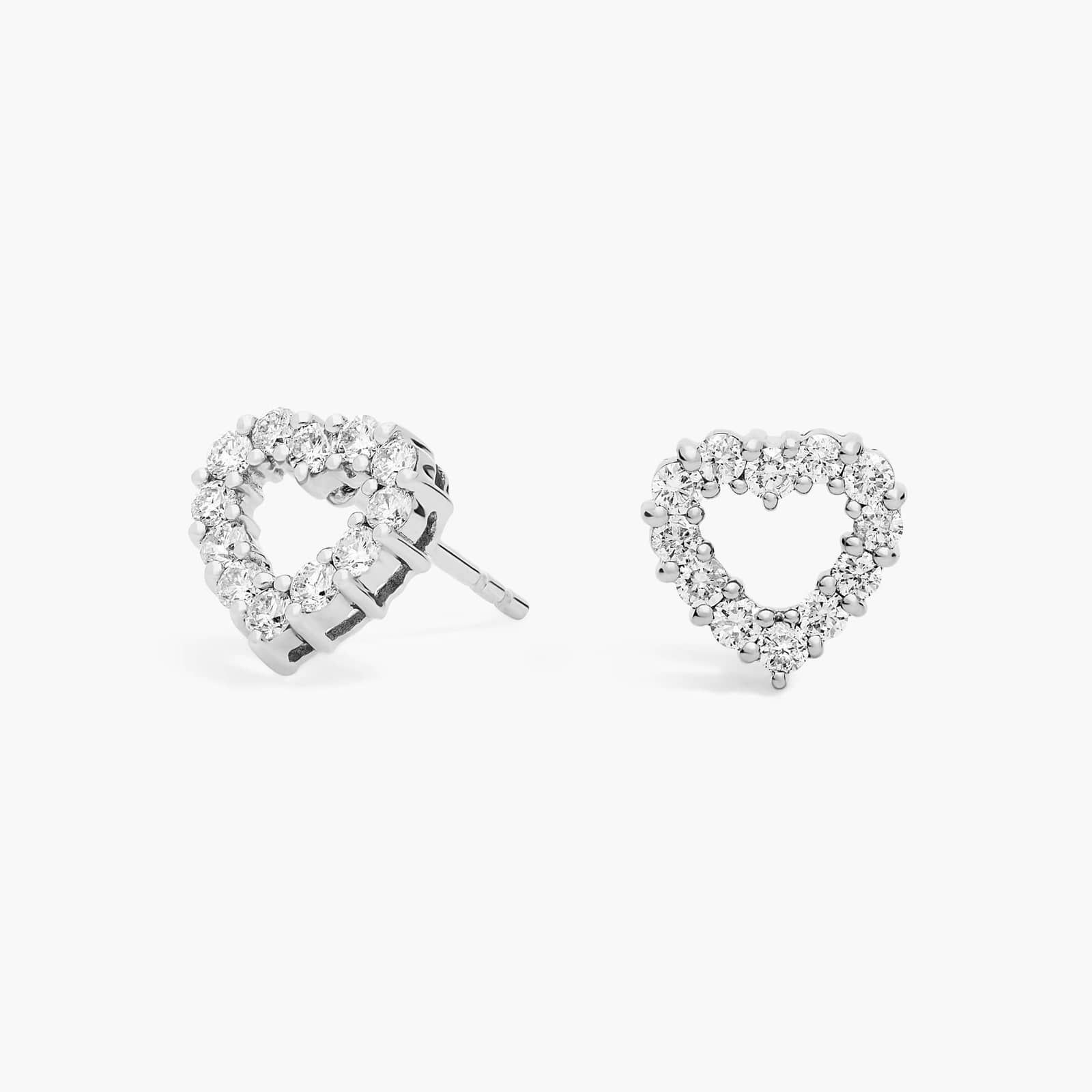 Diamond Heart Earrings in 14k White Gold (1/2 ct. tw.)