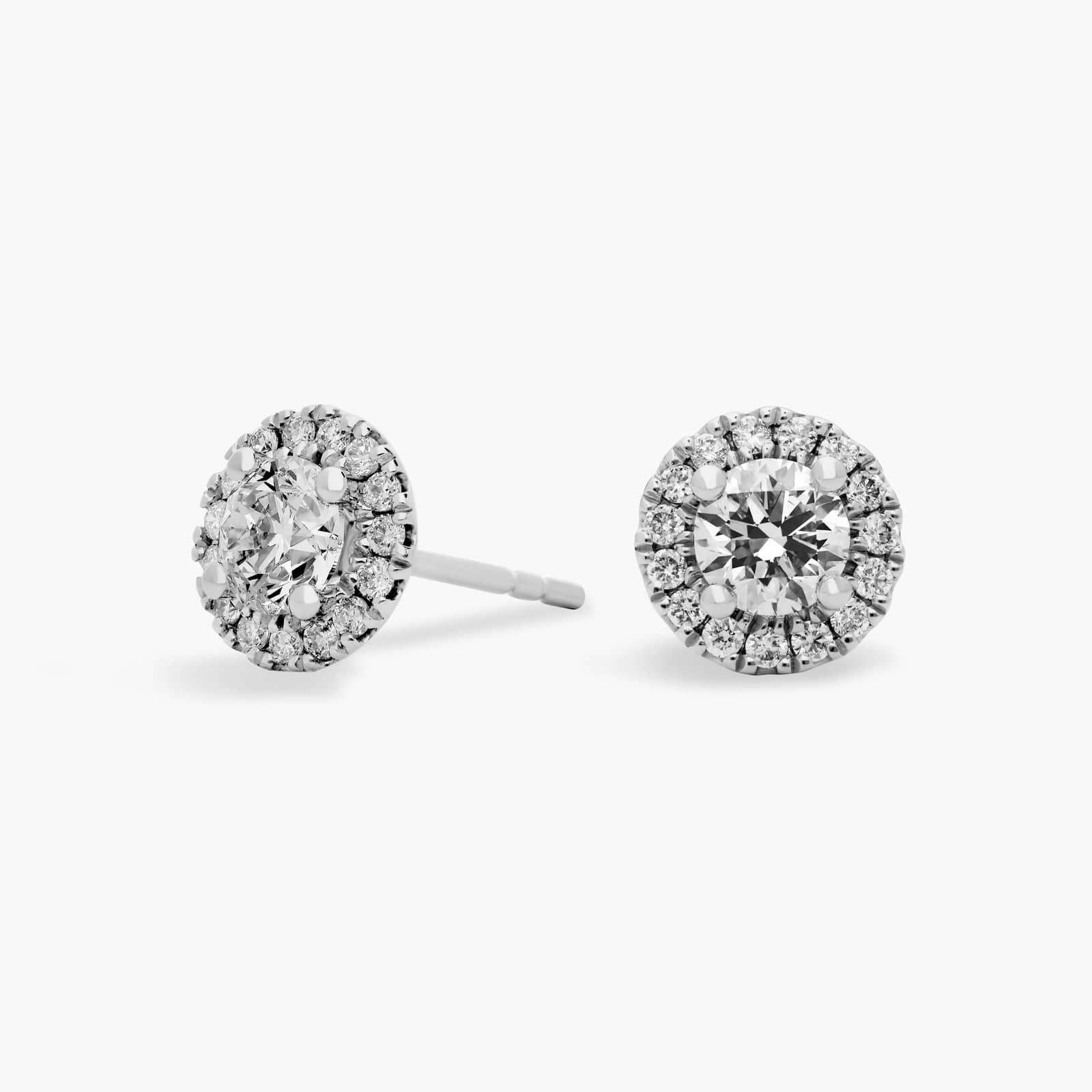 Diamond Halo Stud Earrings in 14k White Gold (1 ct. tw.)