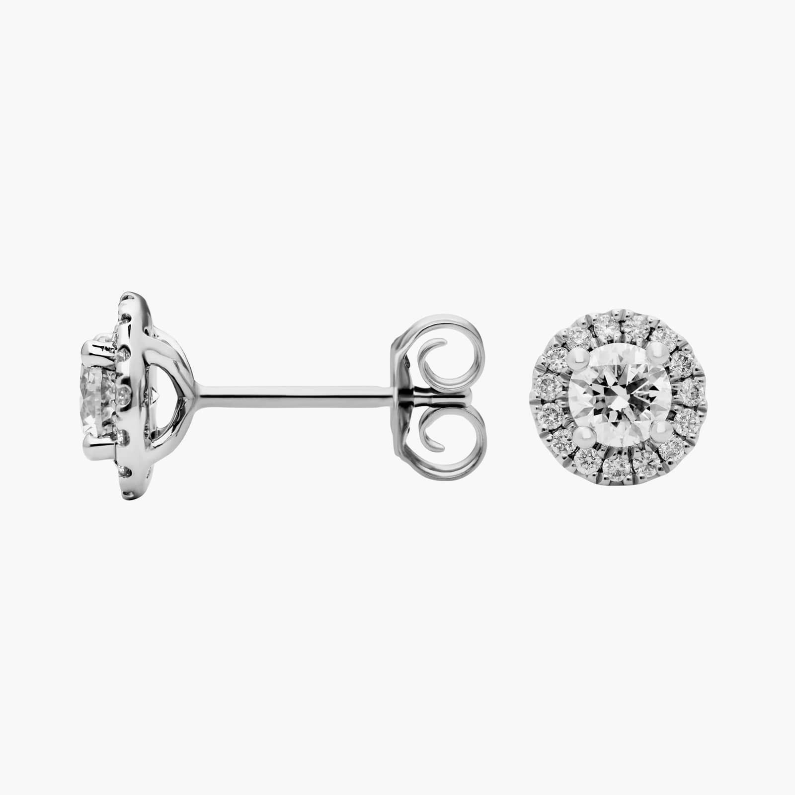 Diamond Halo Stud Earrings in 14k White Gold (1 ct. tw.) 2