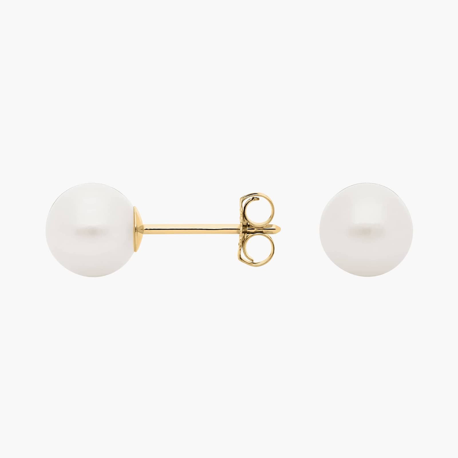 Freshwater Cultured Pearl Stud Earrings in 14k Yellow Gold (6mm) 2