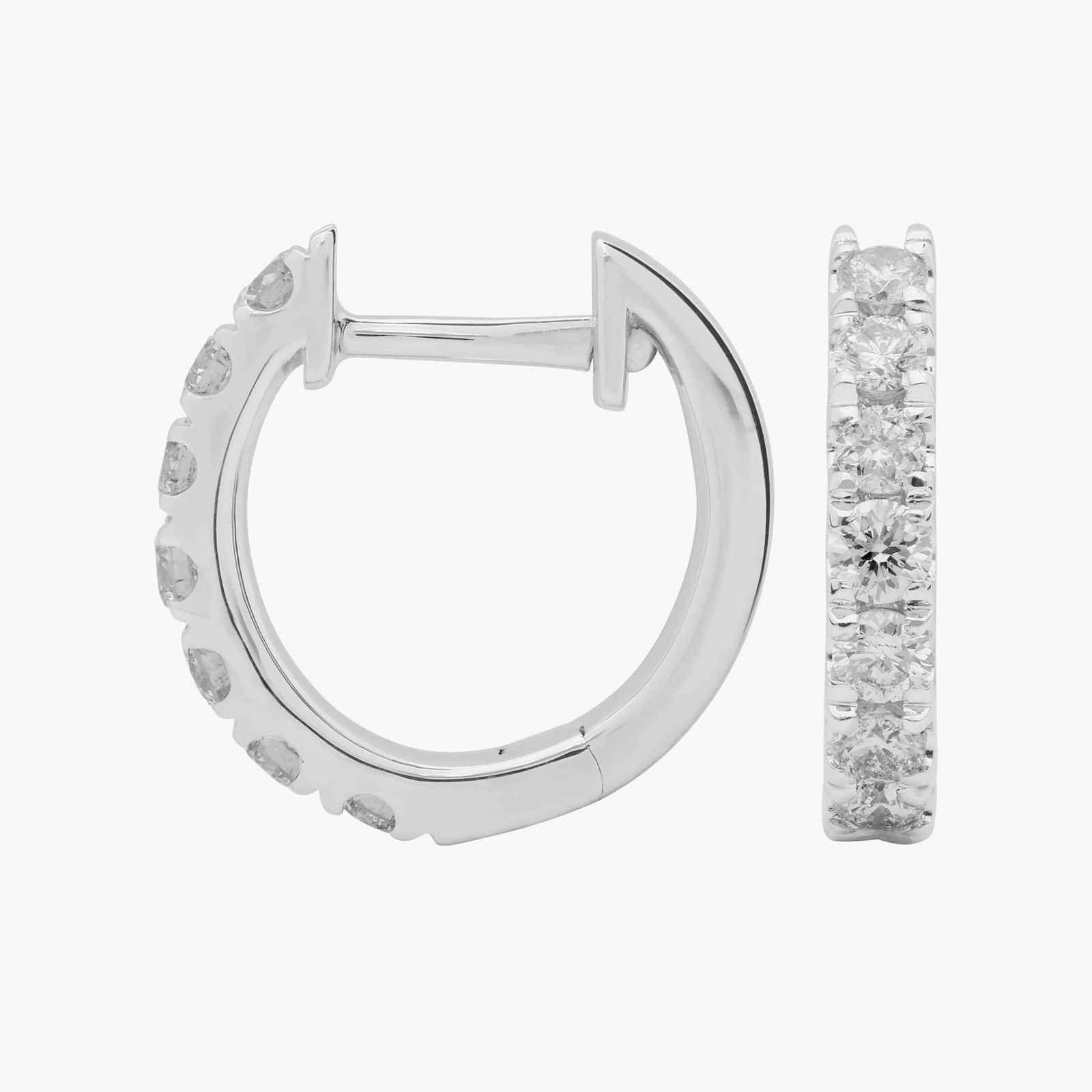 Diamond Huggie Hoop Earrings in 14k White (1/2 ct. tw.) 2