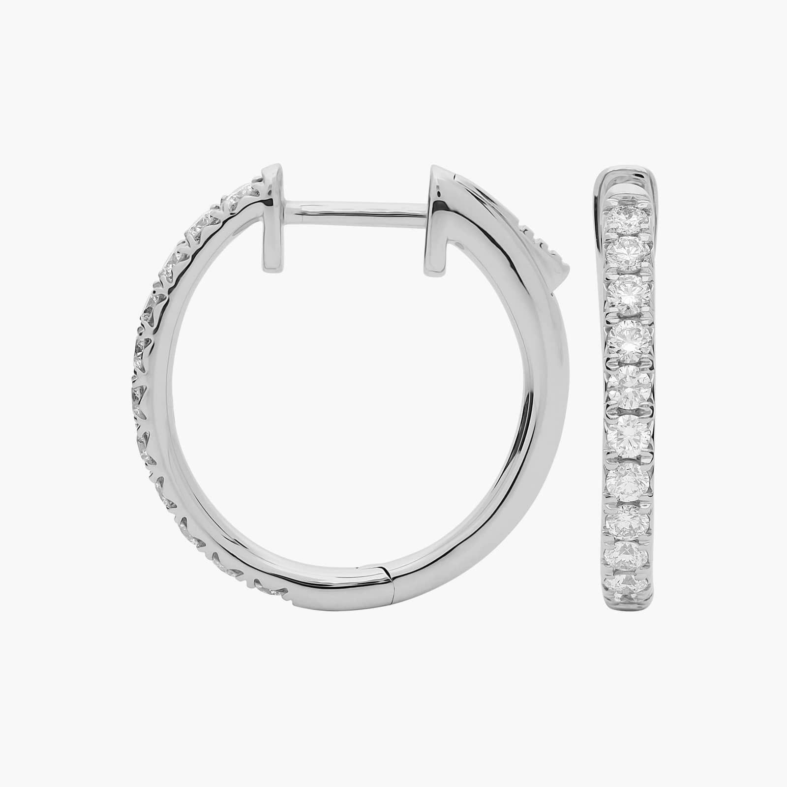 French Pavé Diamond Hoop Earrings in 14k White Gold (1/2 ct. tw.) 2