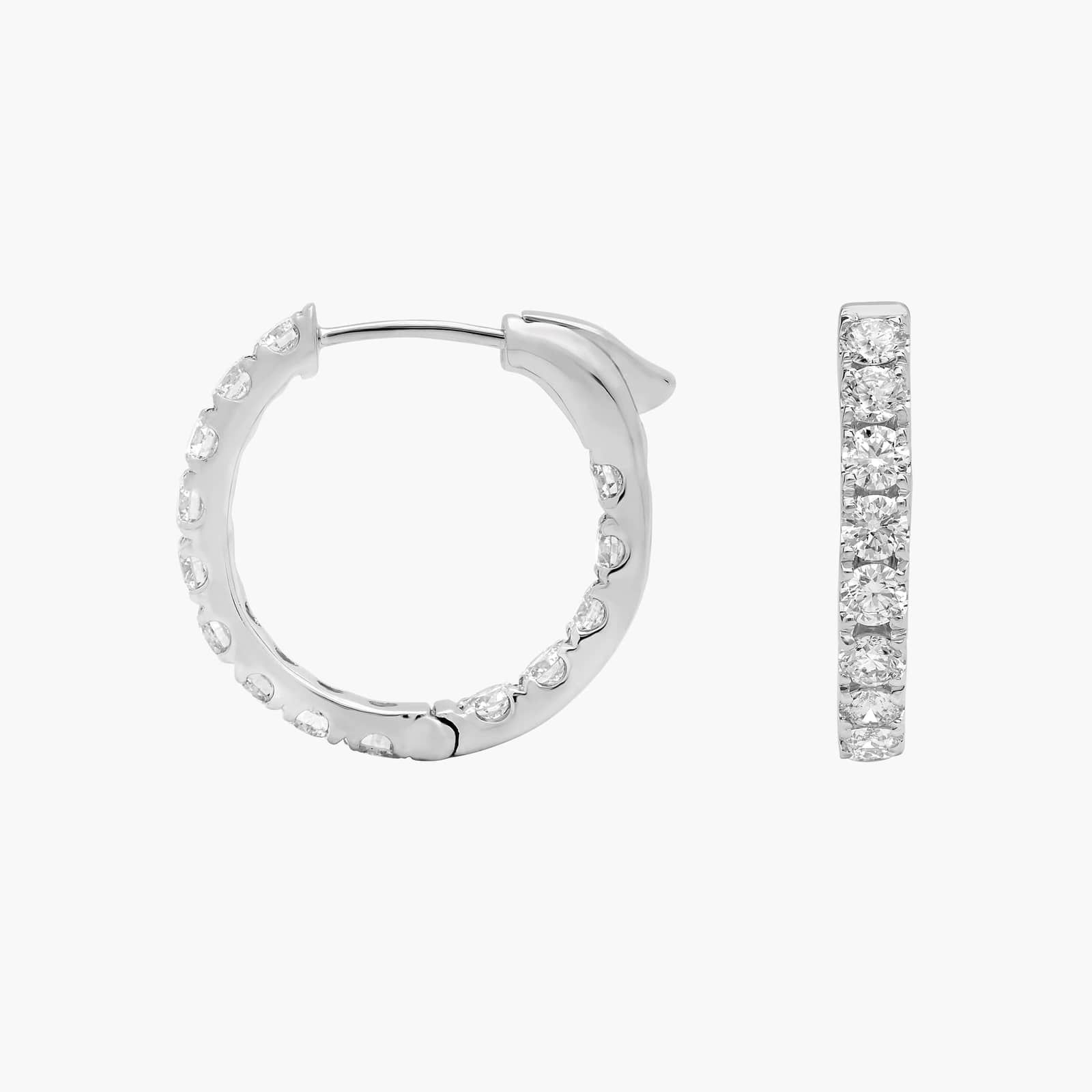 Inside Out Lab Grown Diamond Round Hoops, 1/2 Inch Diameter In 14K White Gold (1 Ct. tw. - F-G / VS2-SI1) 2