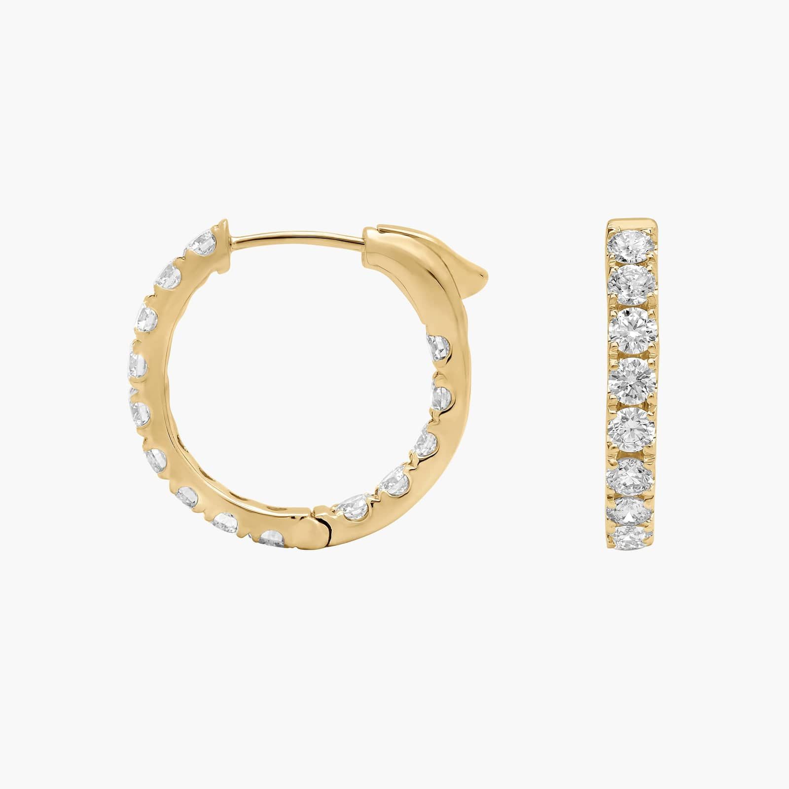 Inside Out Round Hoops, 1/2 Inch Diameter In 14K Yellow Gold (1 Ct. tw. - H-I / SI1-SI2) 2