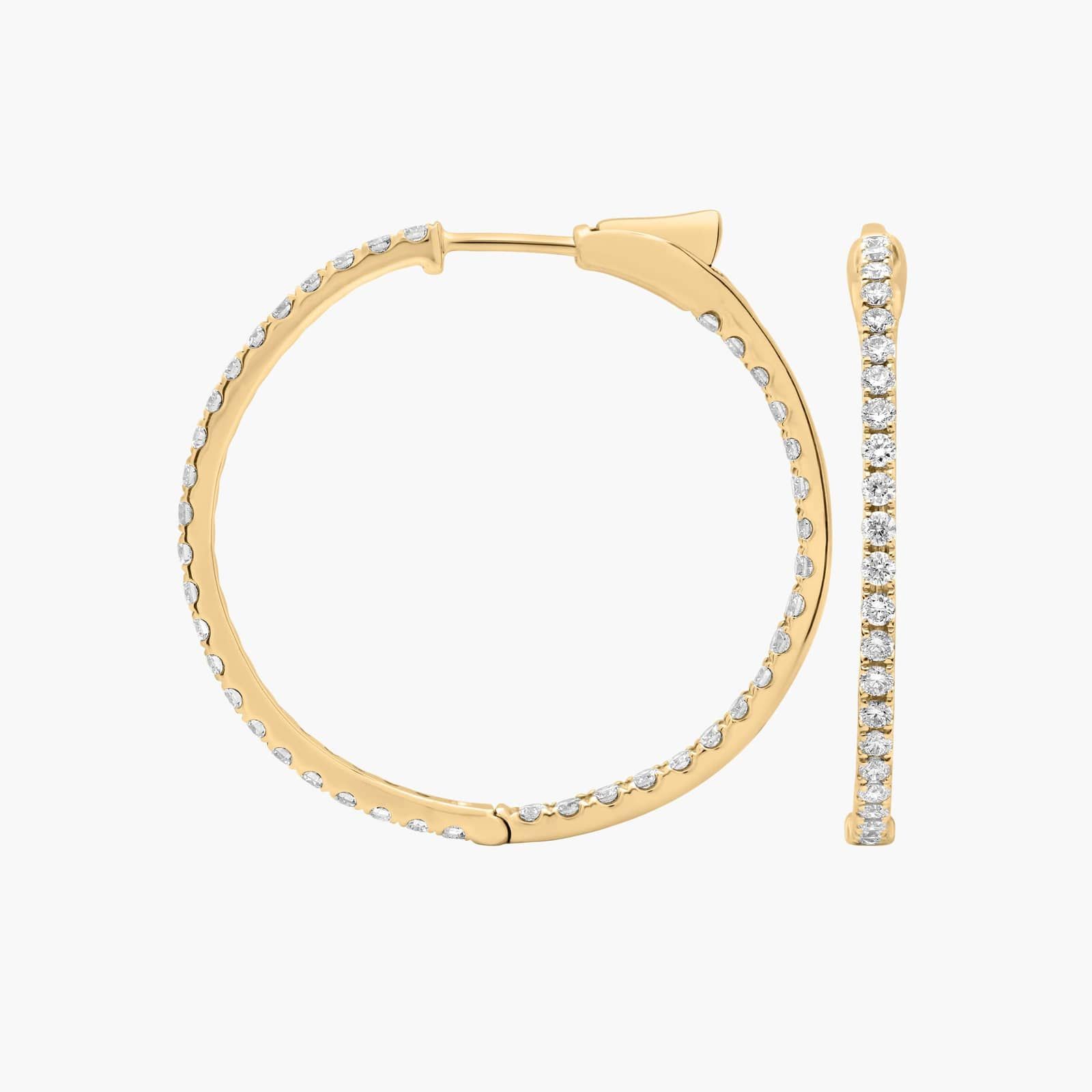 Inside Out Lab Grown Diamond Round Hoops, 1 Inch Diameter In 14K Yellow Gold (1 Ct. tw. - F-G / VS2-SI1) 2