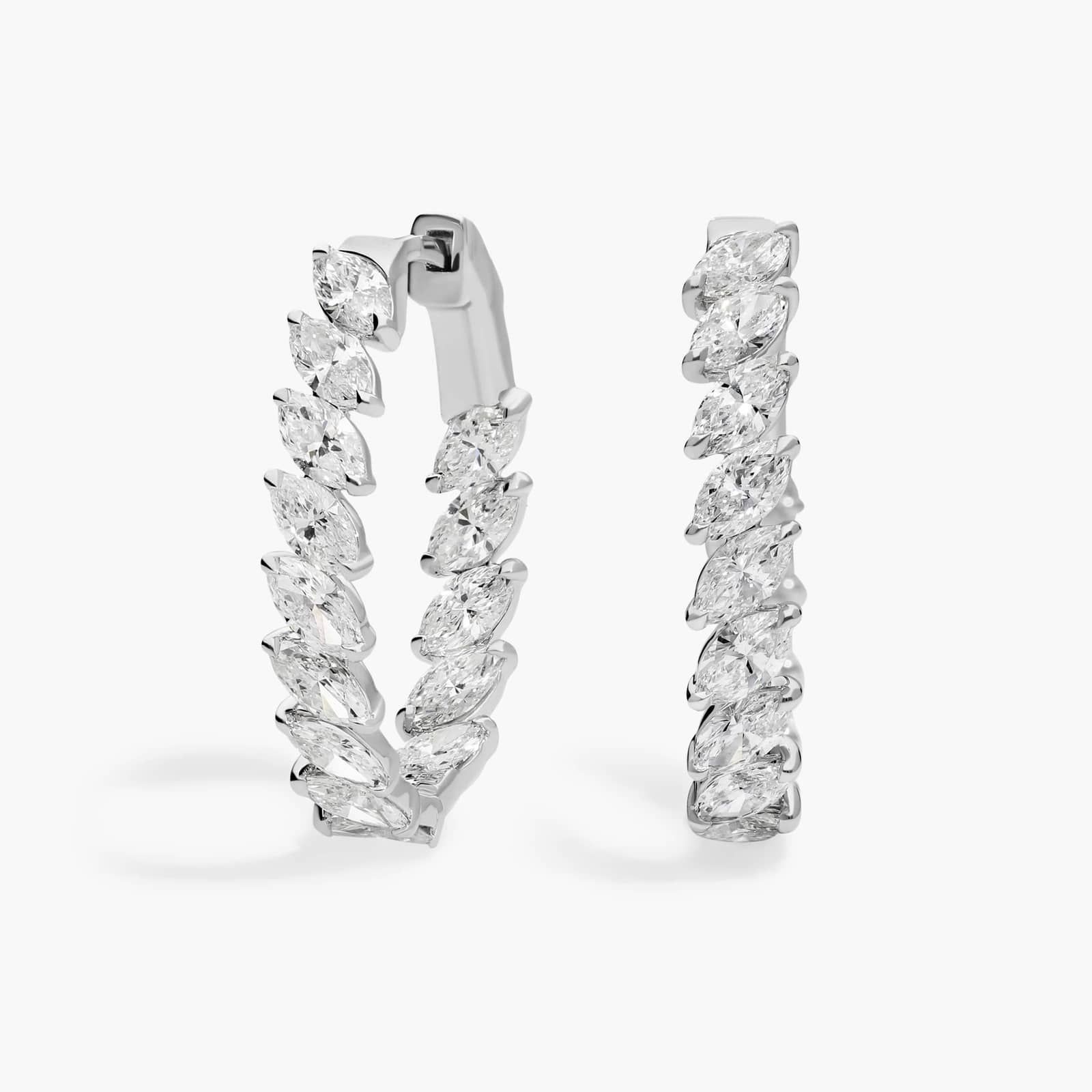 Hoop Earrings With 4 CTW Marquise Cut Lab-Grown Diamonds In 14K White Gold