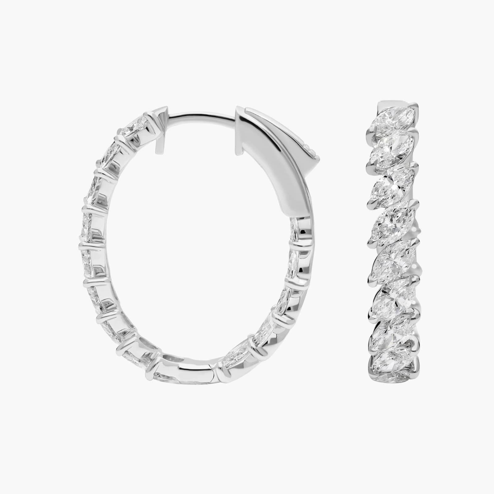 Hoop Earrings With 4 CTW Marquise Cut Lab-Grown Diamonds In 14K White Gold 2