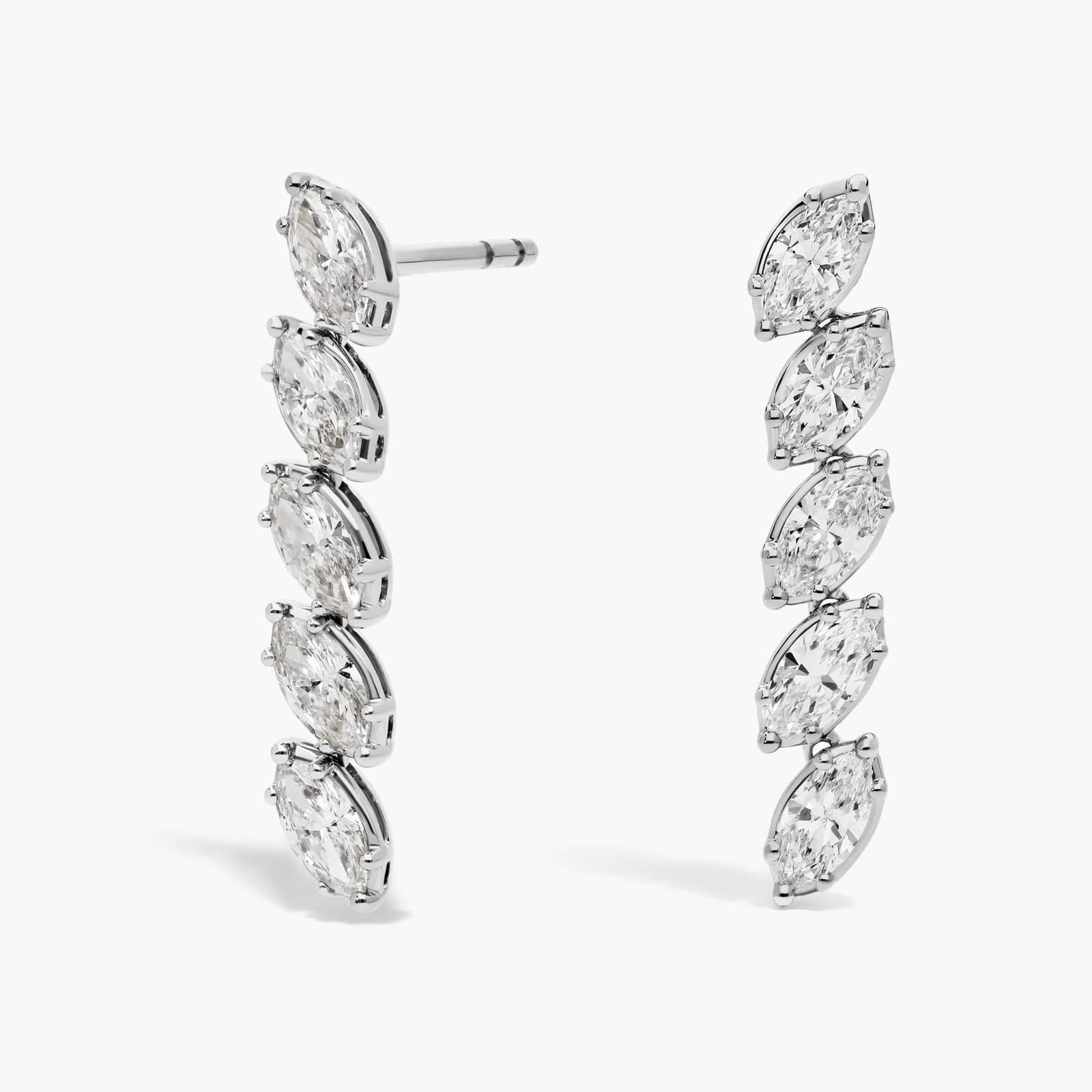 Drop Earrings With 1.70 CTW Marquise Cut Lab-Grown Diamonds In 14K White Gold