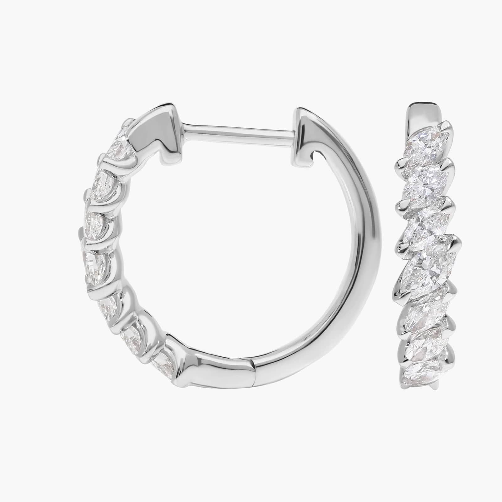 Diamond Hoop Earrings with 0.75 CTW Marquise Cut Lab-Grown Diamonds in 14K White Gold 2