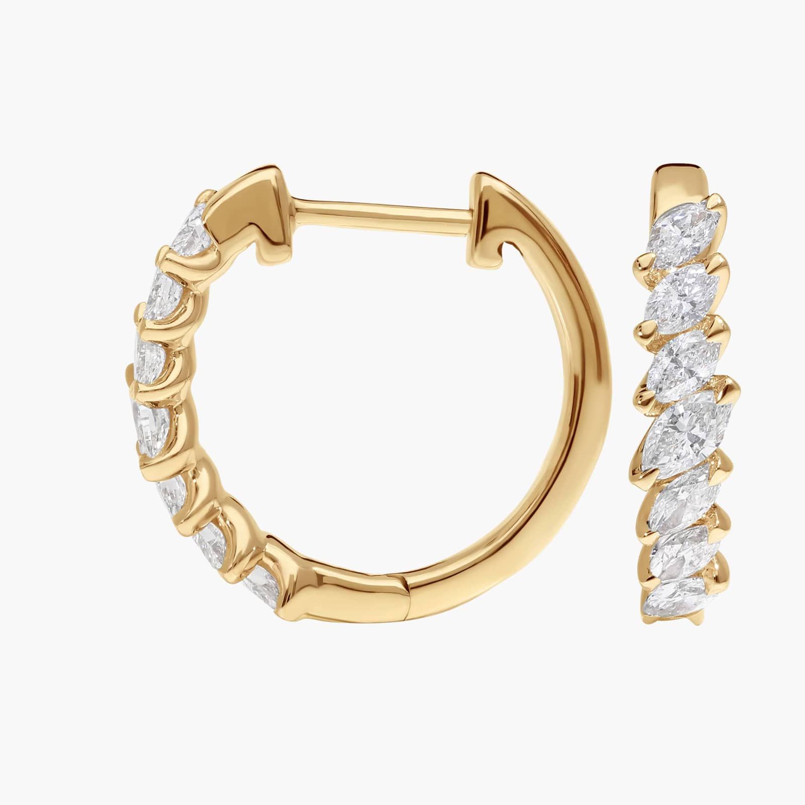 Diamond Hoop Earrings with 0.75 CTW Marquise Cut Lab-Grown Diamonds in 14K Yellow Gold 2