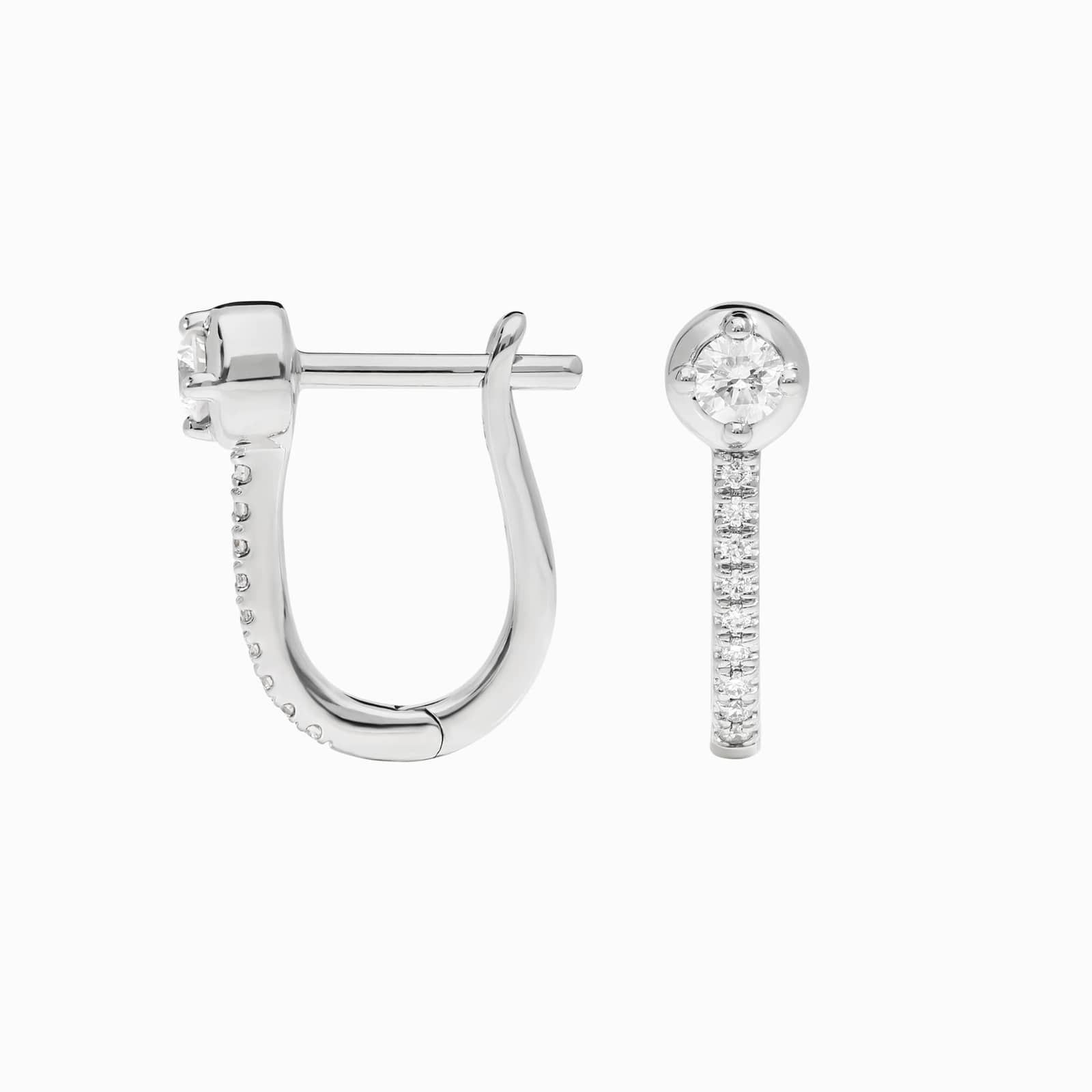 Diamond Center Stone Hoop Earrings with 0.25 CTW Round Cut Lab-Grown Diamonds in 14K White Gold 2