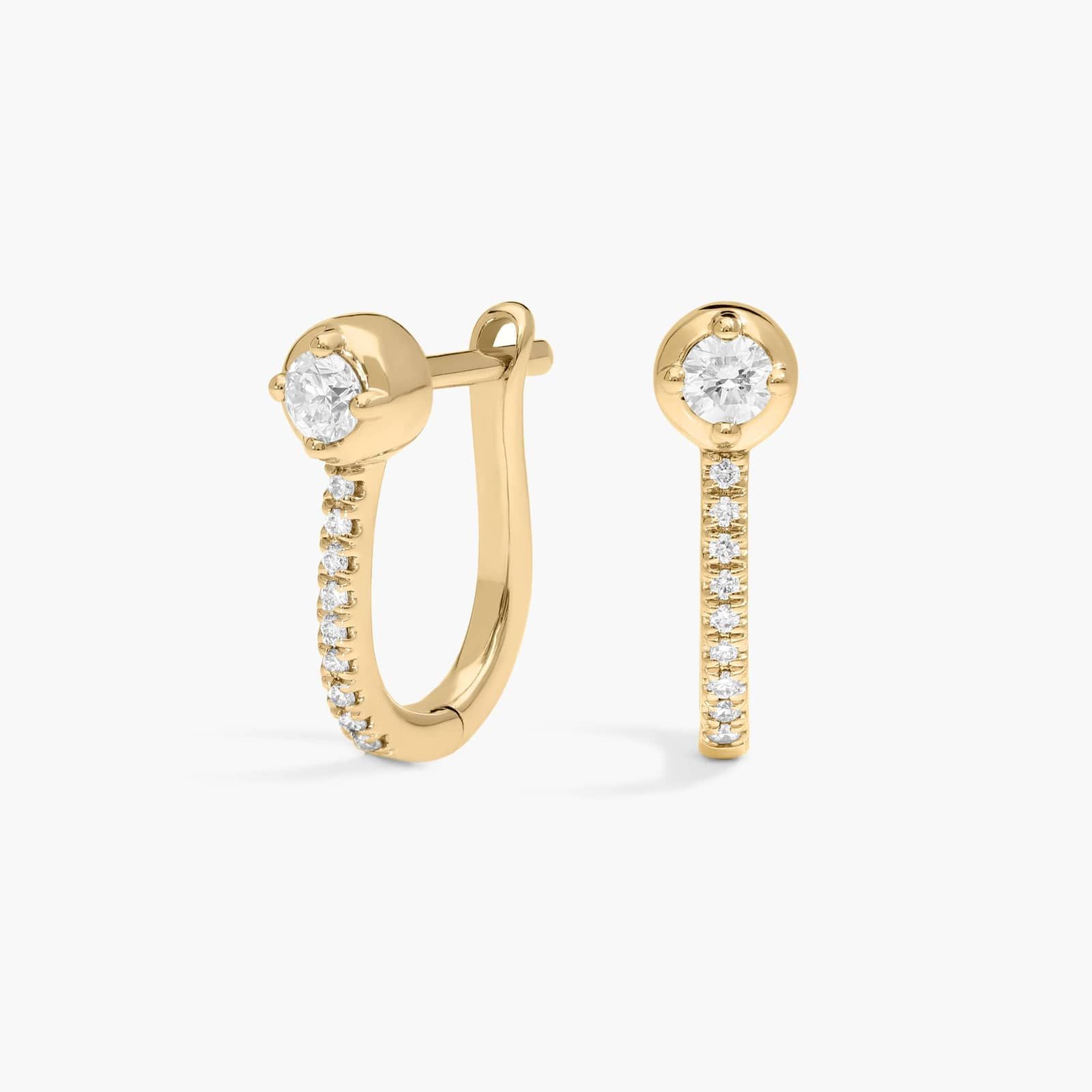 Diamond Center Stone Hoop Earrings with 0.25 CTW Round Cut Lab-Grown Diamonds in 14K Yellow Gold