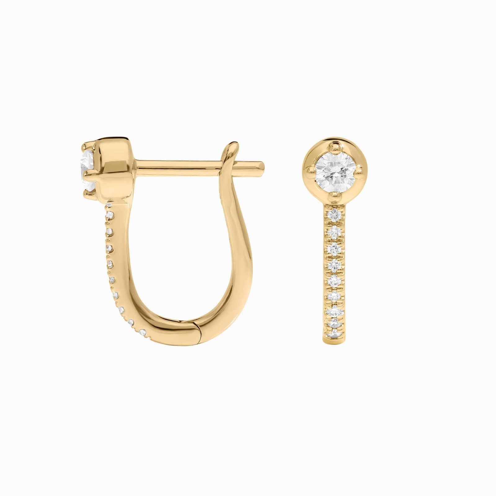 Diamond Center Stone Hoop Earrings with 0.25 CTW Round Cut Lab-Grown Diamonds in 14K Yellow Gold 2