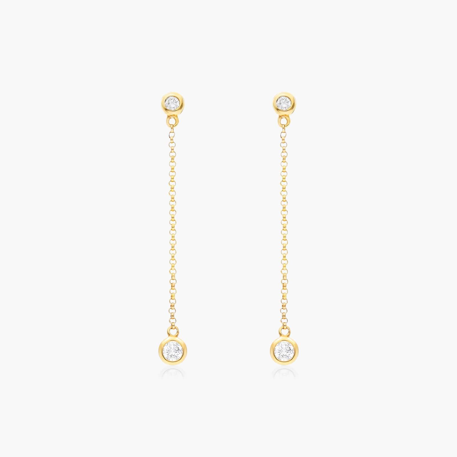 Bezel Set Chain Diamond Drop Earrings In 14K Yellow Gold By James Allen