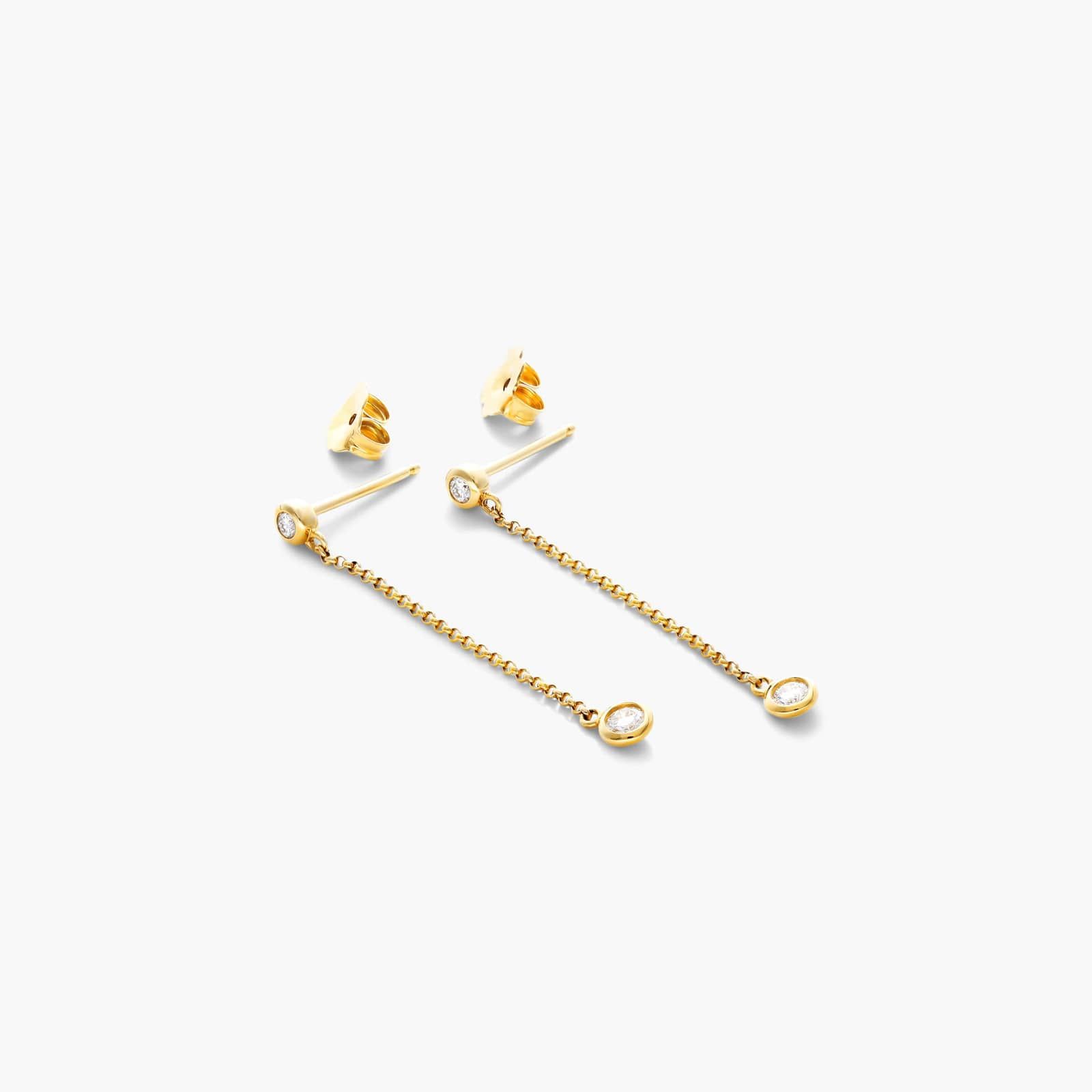 Bezel Set Chain Diamond Drop Earrings In 14K Yellow Gold By James Allen 2