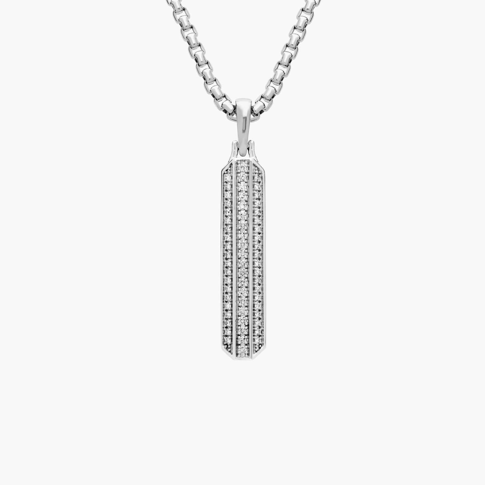Men's Diamond Vertical Bar Pendant in 14k White Gold (1/3 ct. tw.)