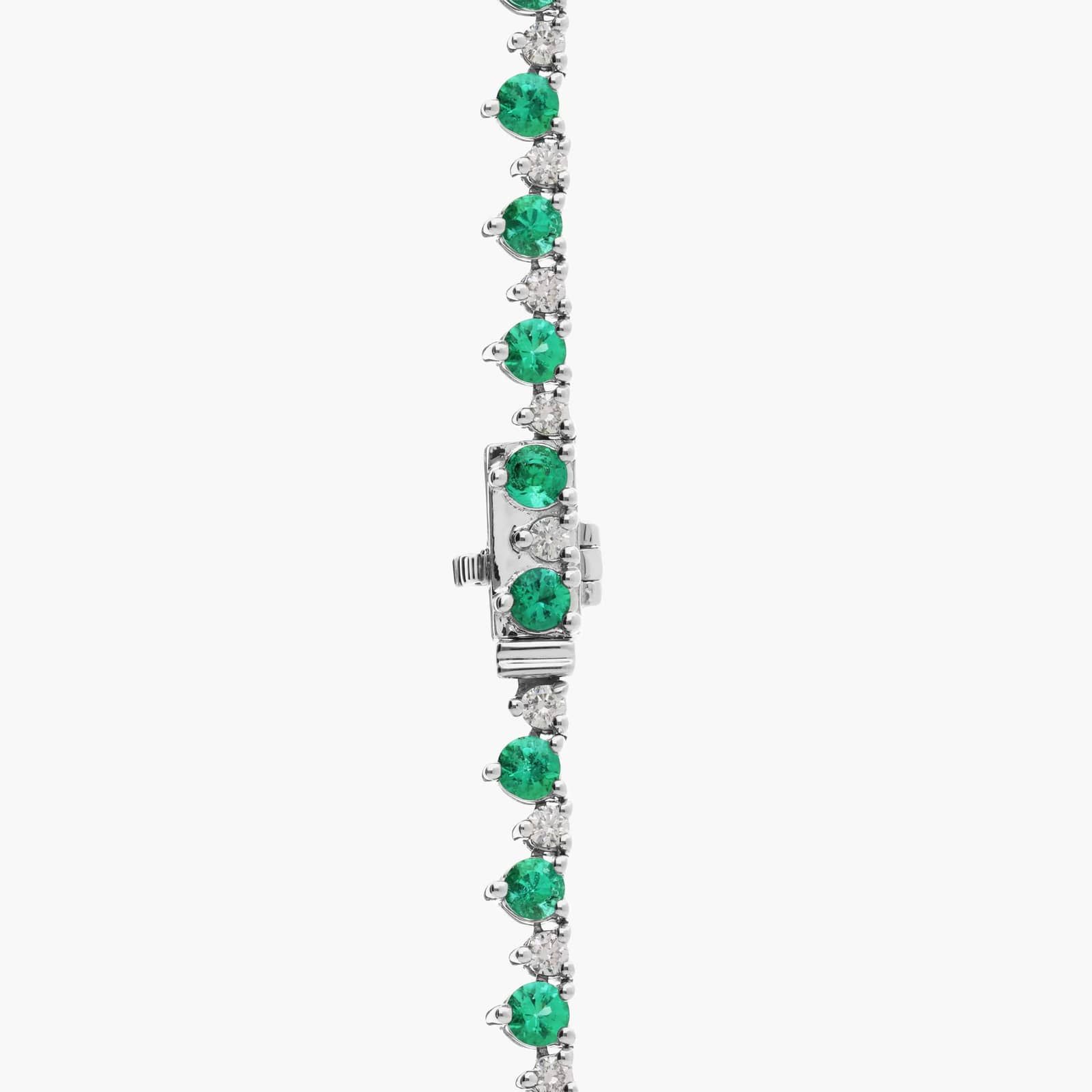 Emerald and Diamond Alternating Size Eternity Necklace in 14k White Gold (2.5mm) 2