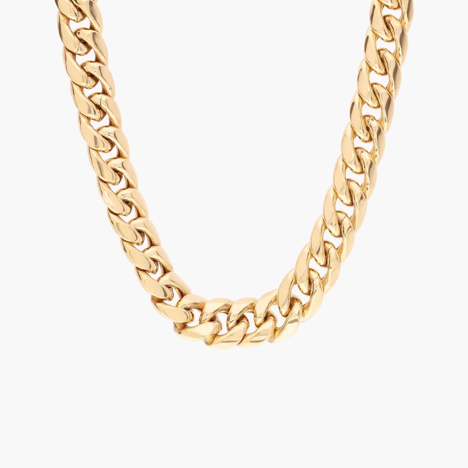 22" Men's Semi-Solid Miami Cuban Chain in 14k Yellow Gold (9.3 mm)