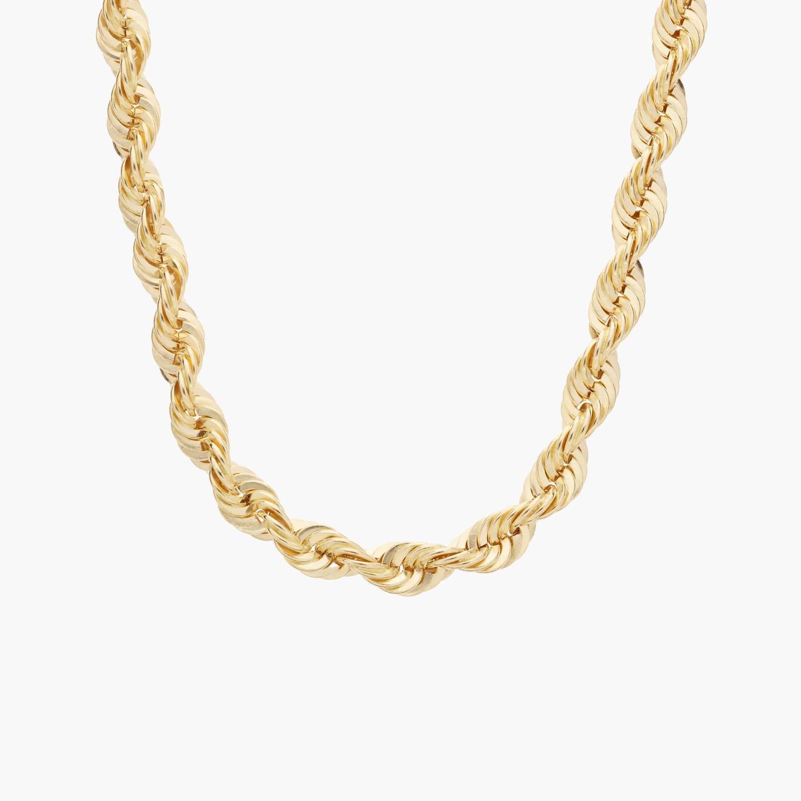 24" Men's Solid Diamond Cut Rope Necklace in 14k Yellow Gold (6 mm)