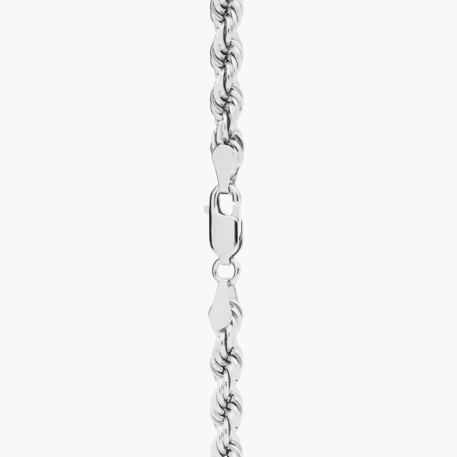 24" Men's Diamond Cut Rope Necklace in 14k White Gold (4.25 mm) 2