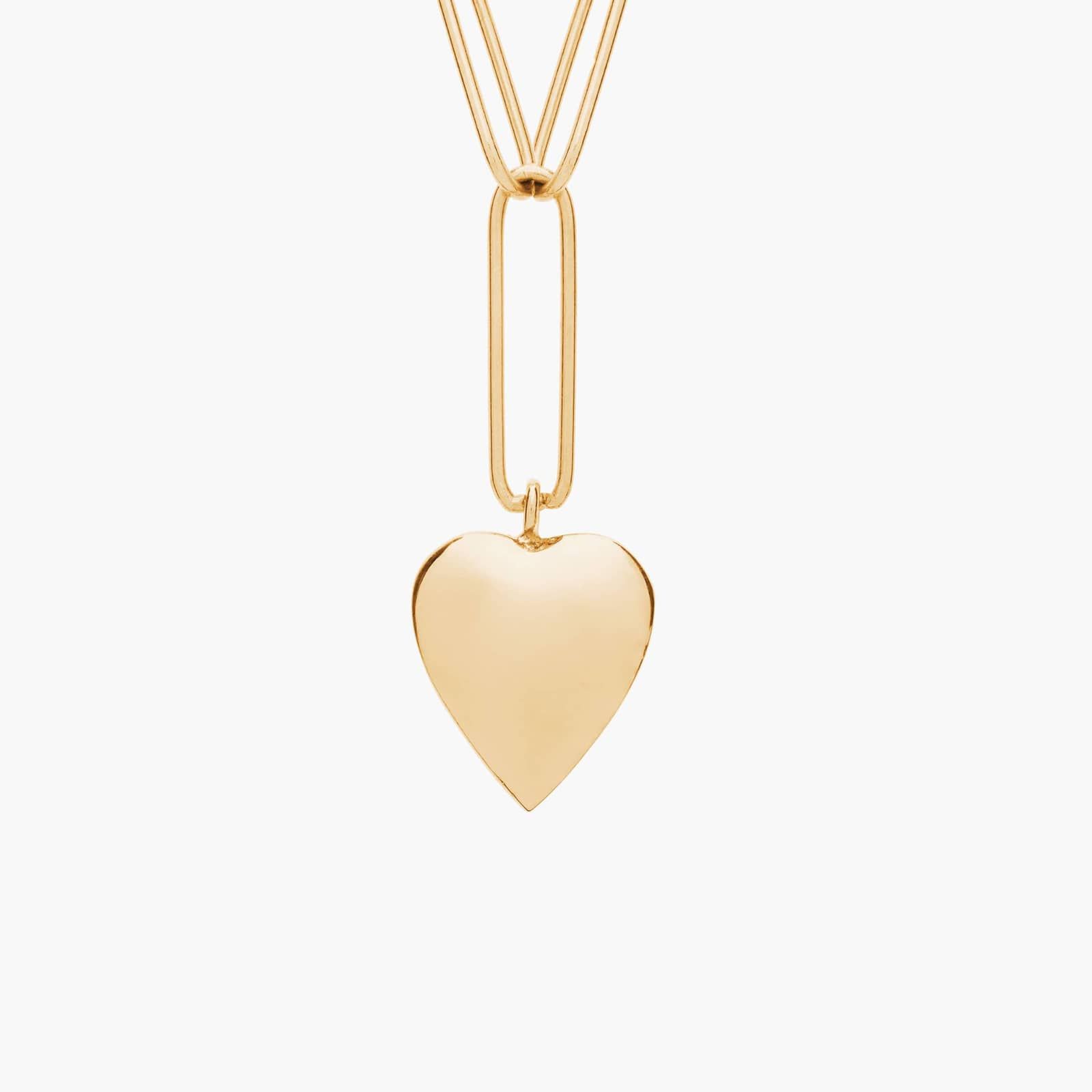 18" Heart Paperclip Necklace in 14k Yellow Gold