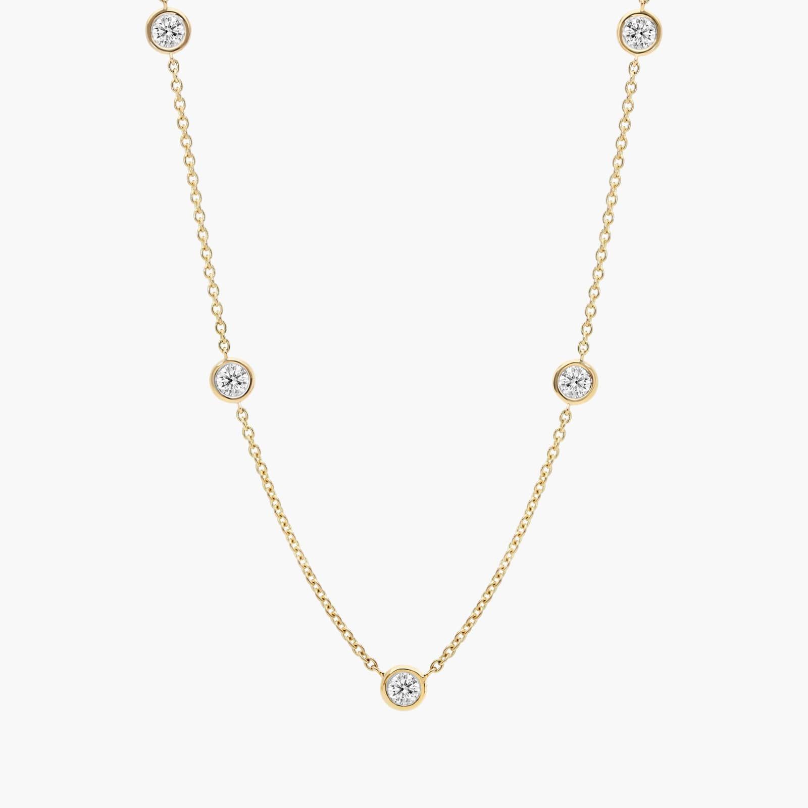 Lab-Grown Diamond Station Necklace With Bezel Settings In 14K Yellow Gold