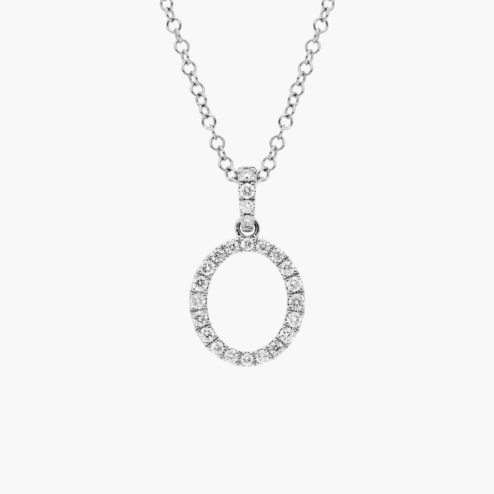 Lab-Grown Diamond Initial O Pendant Necklace In 14K White Gold