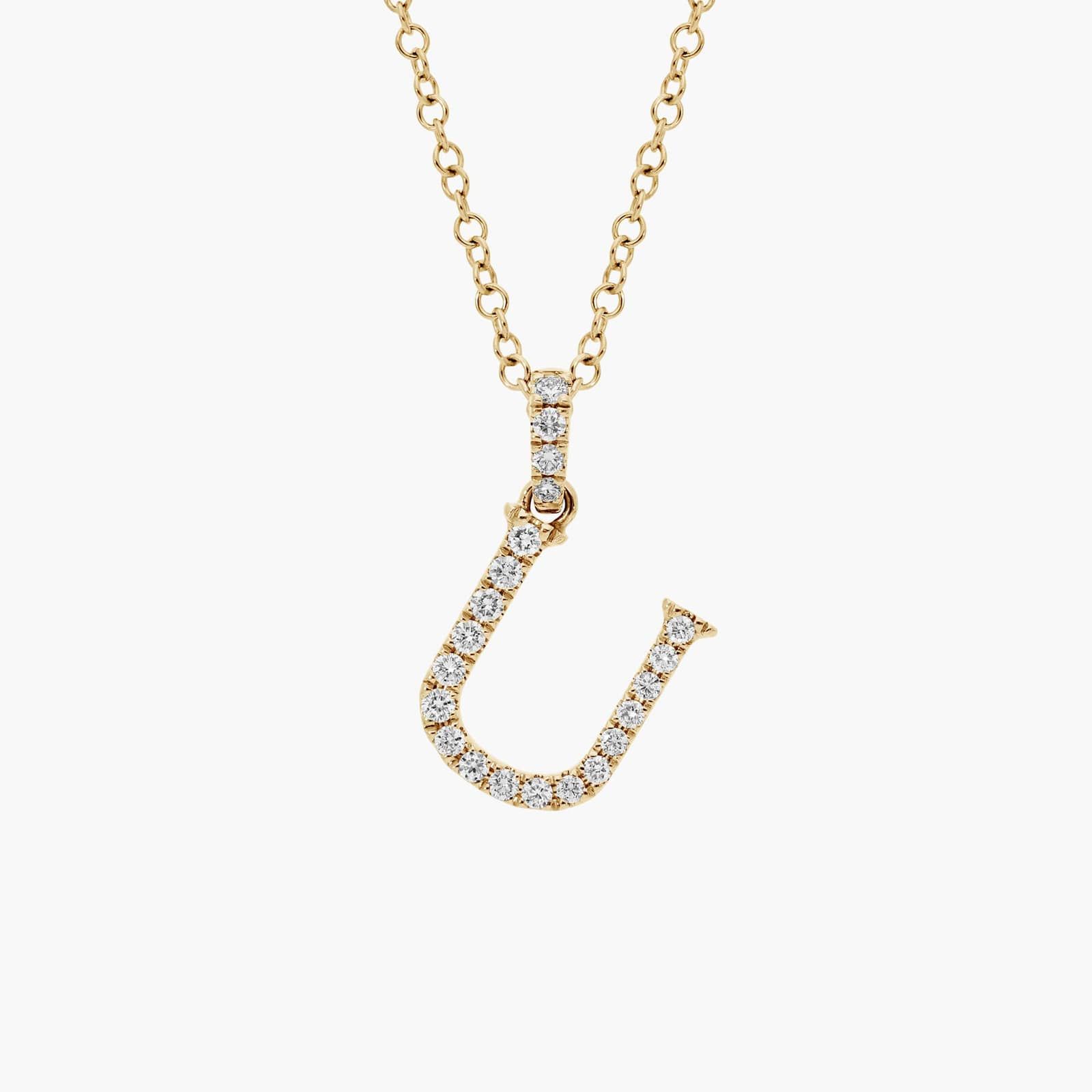 Lab-Grown Diamond Initial U Pendant Necklace In 14K Yellow Gold