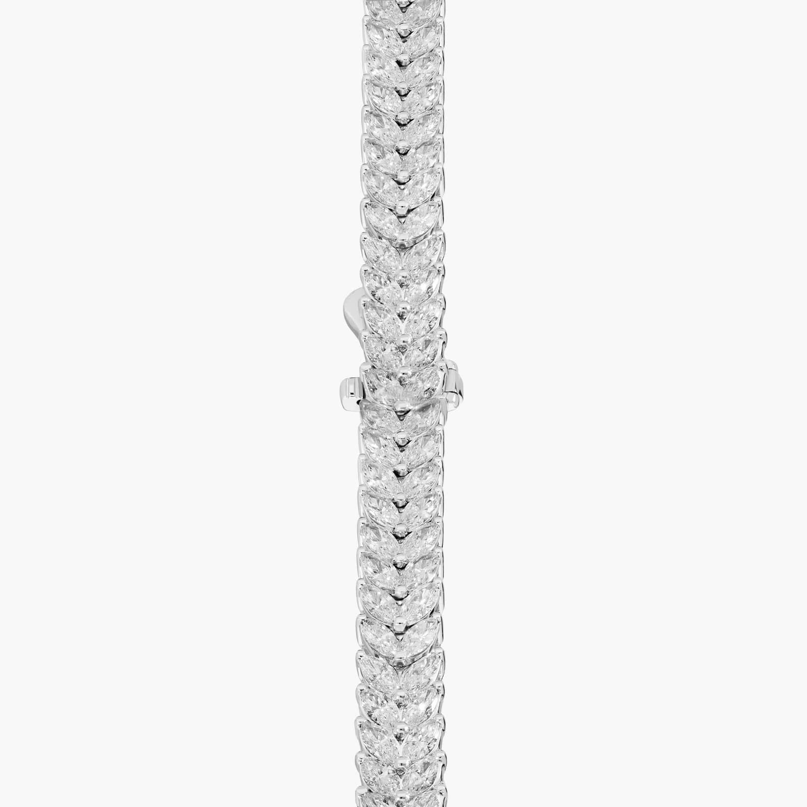 Two Row Tennis Necklace With 18.85 CTW Marquise Cut Lab-Grown Diamonds In 14K White Gold 2