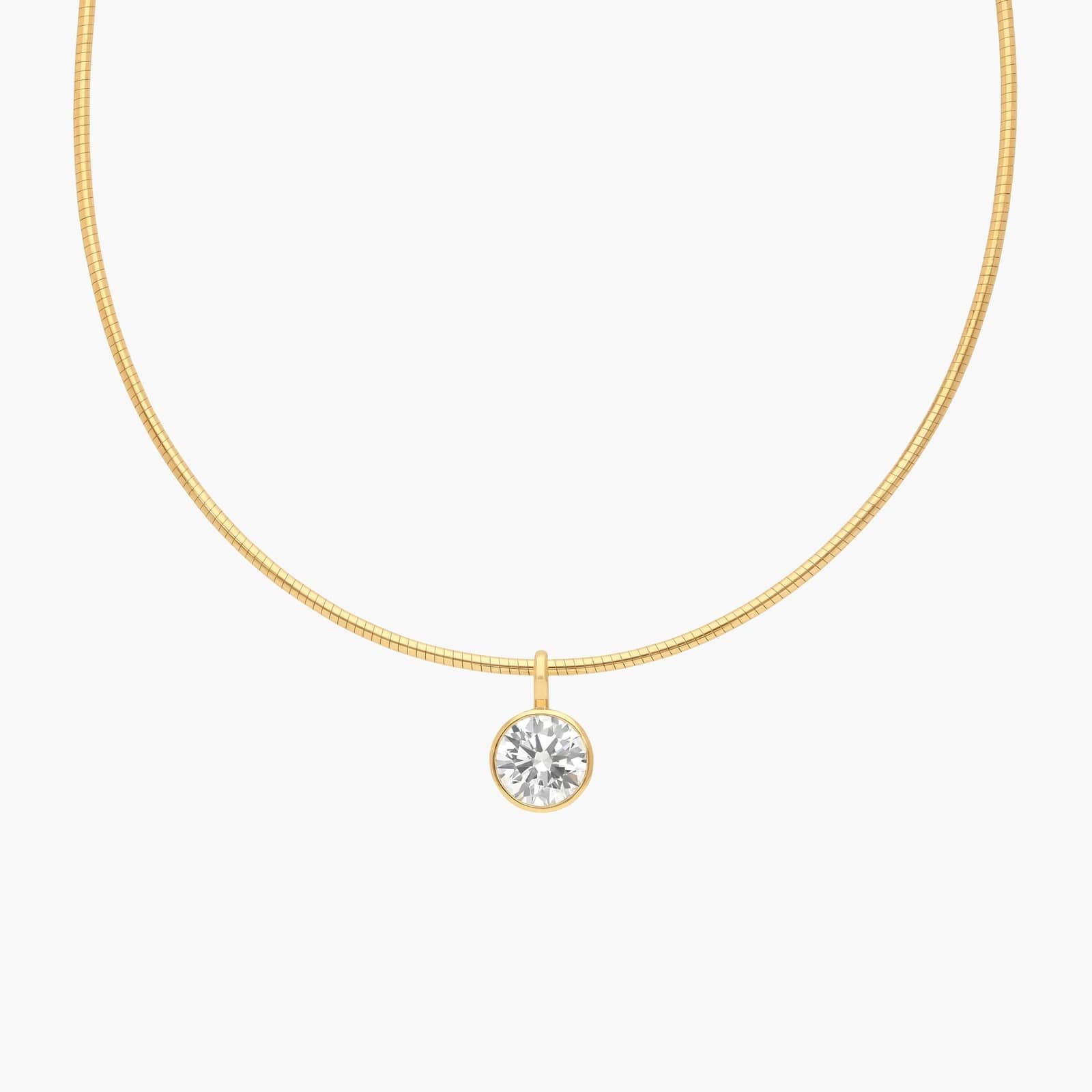 Collar Necklace With Bezel Set 2 CTW Round Cut Lab-Grown Diamond In 14K Yellow Gold