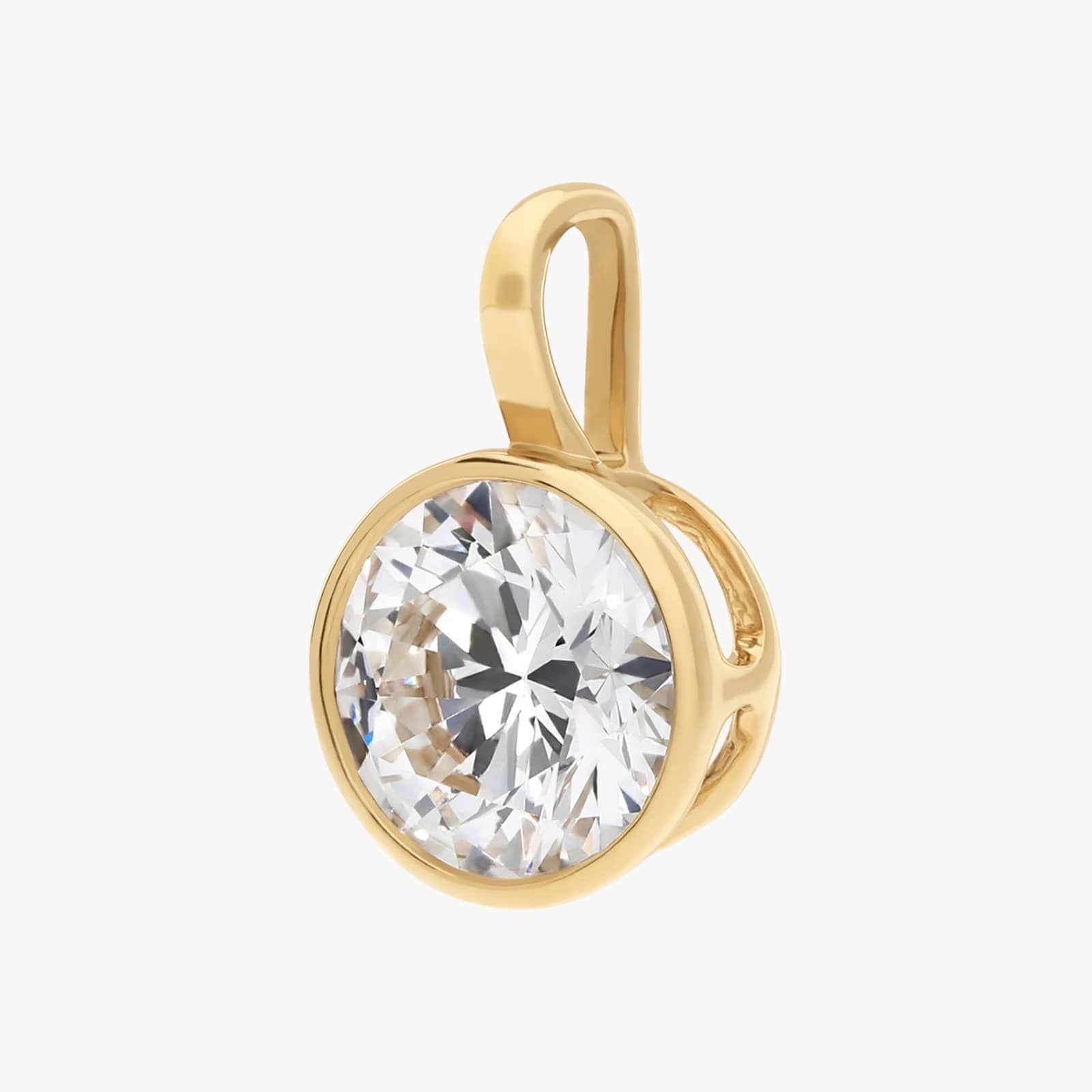 Bezel Set Round Cut 2 CTW Lab-Grown Diamond Pendant In 14K Yellow Gold 2