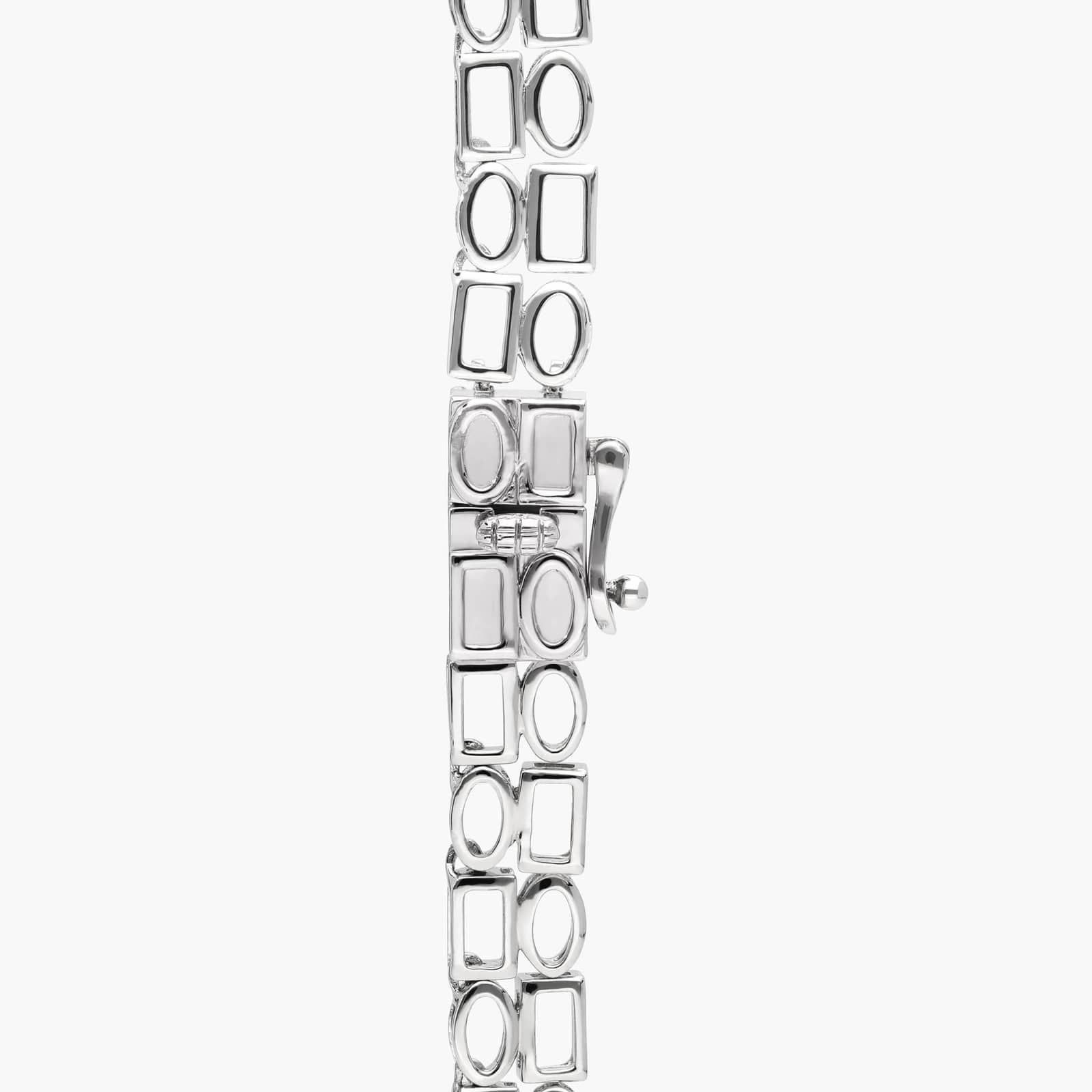 Alternating Baguette Cut Blue Sapphire And Diamond Tennis Necklace In 14K White Gold 2