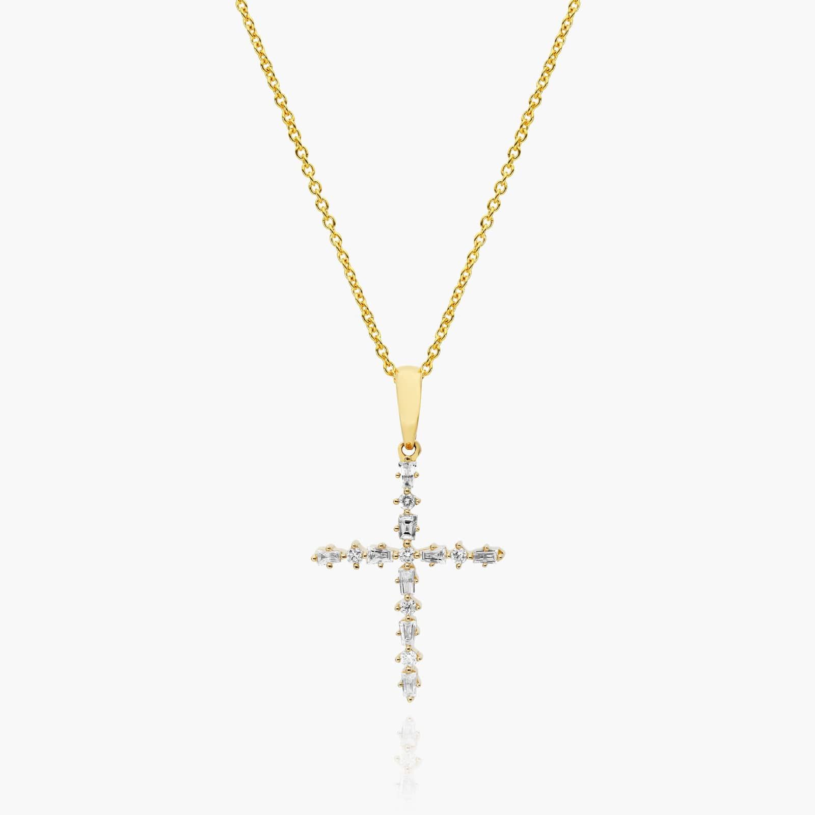 Alternating Diamond Cross Necklace In 14K Yellow Gold By James Allen