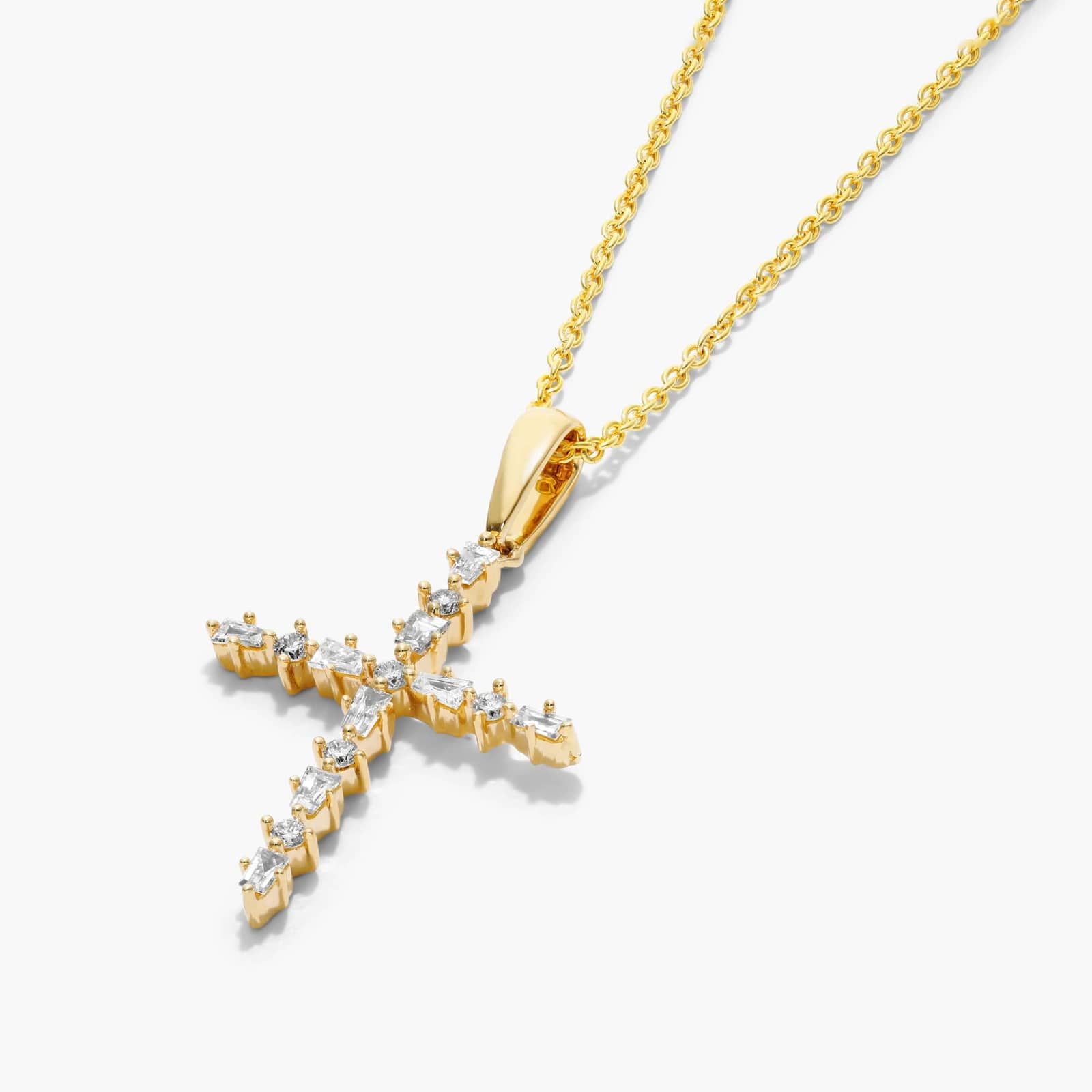 Alternating Diamond Cross Necklace In 14K Yellow Gold By James Allen 2