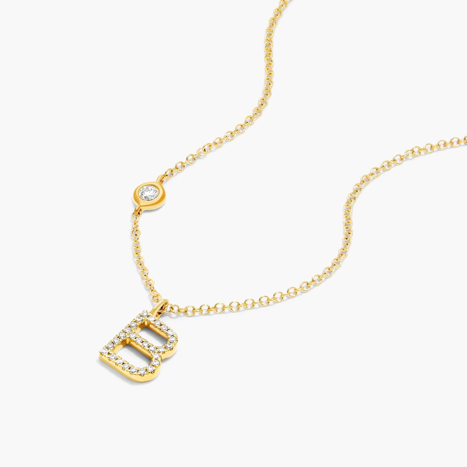 Initial B Diamond Necklace In 14K Yellow Gold By James Allen 2