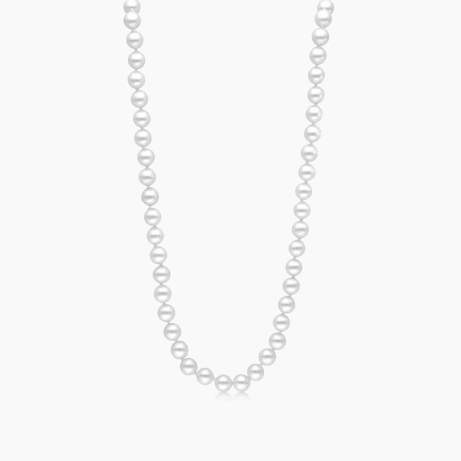 14K Yellow Gold Akoya Cultured Pearl Ball Clasp 16" Necklace (6.50-7.0mm) By James Allen