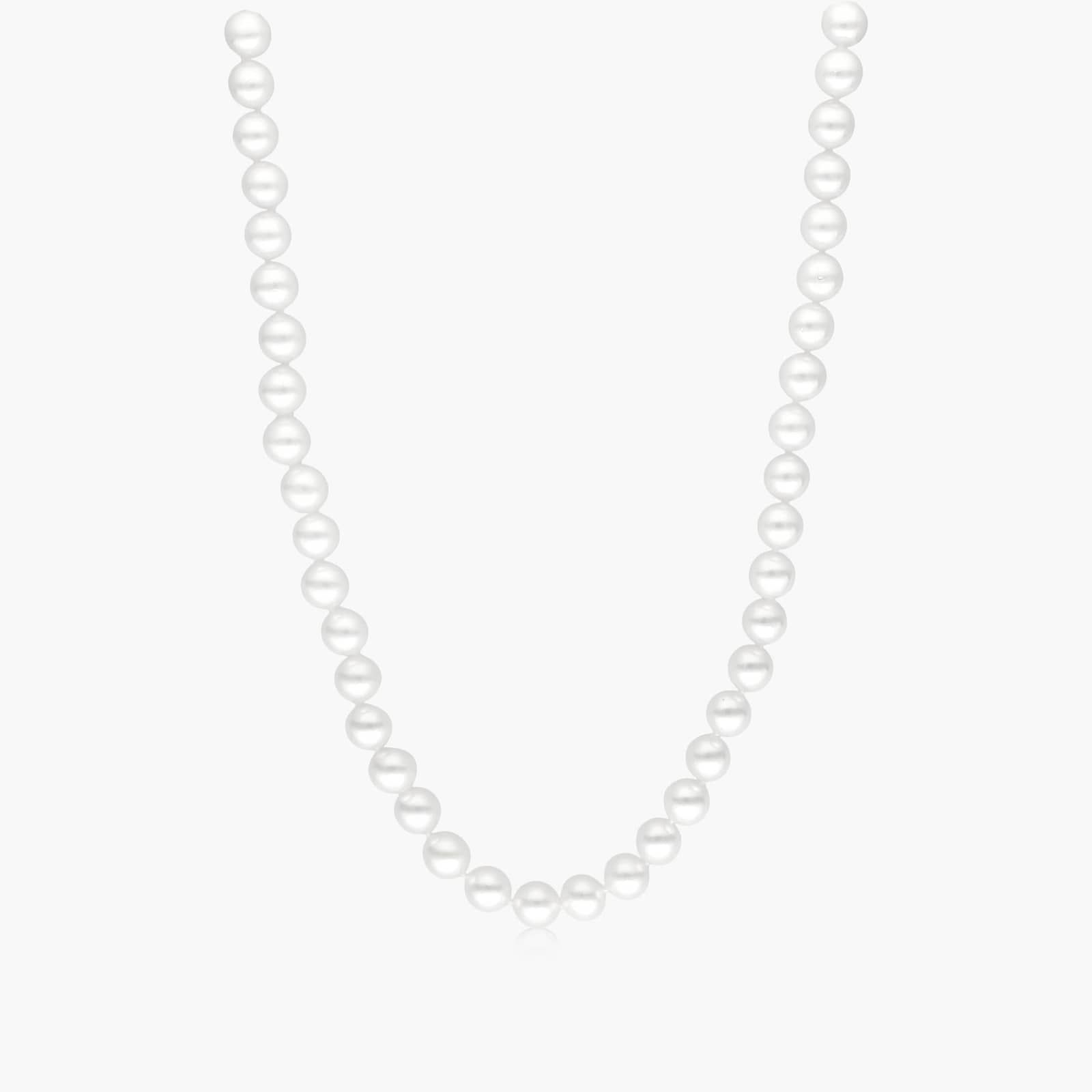 14K White Gold Akoya Cultured Pearl Ball Clasp 16" Necklace (7.0-7.5mm) By James Allen