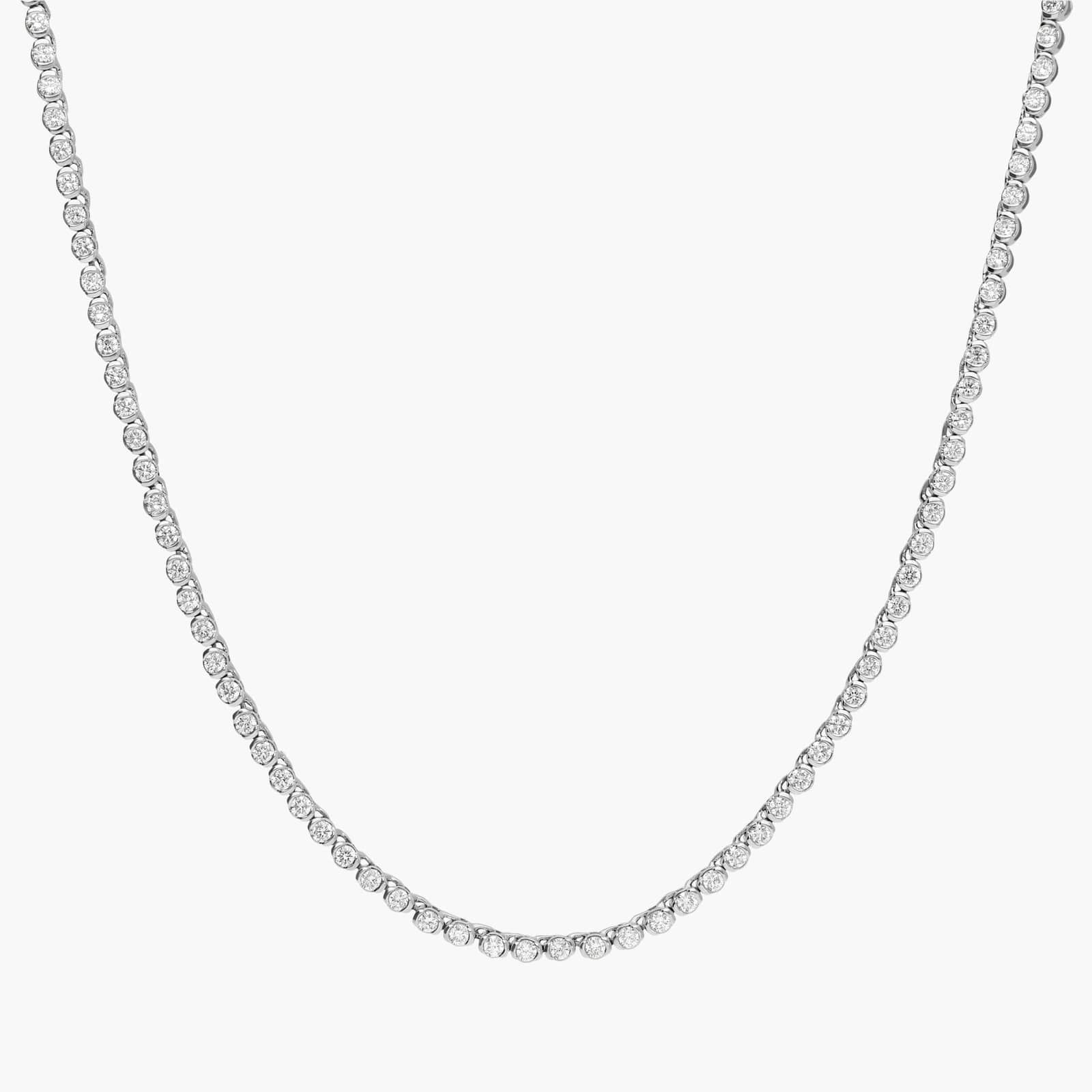 Mini Half Tennis Necklace With 2CTW Round Cut Lab-Grown Diamonds In 14K White Gold