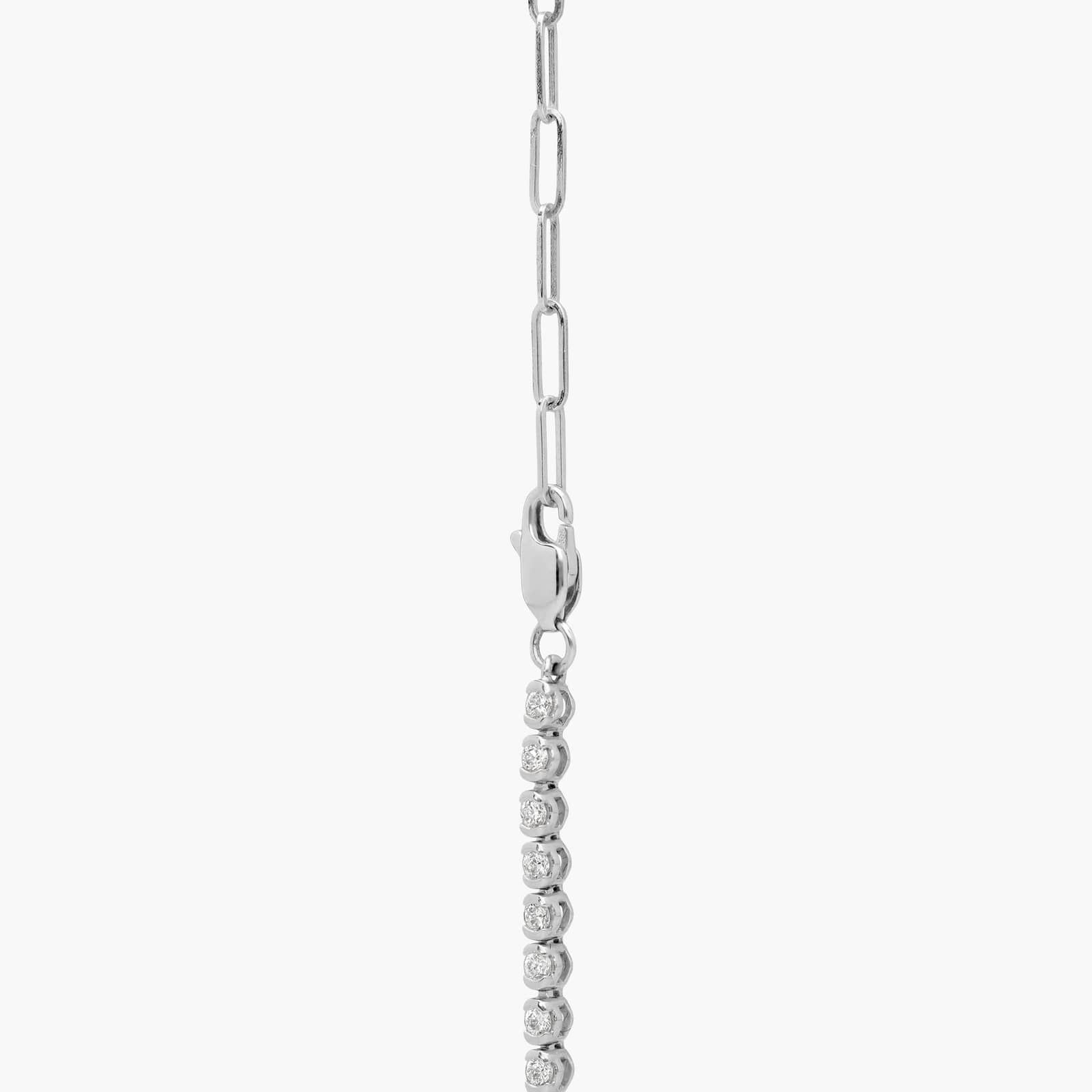 Mini Half Tennis Necklace With 2CTW Round Cut Lab-Grown Diamonds In 14K White Gold 2